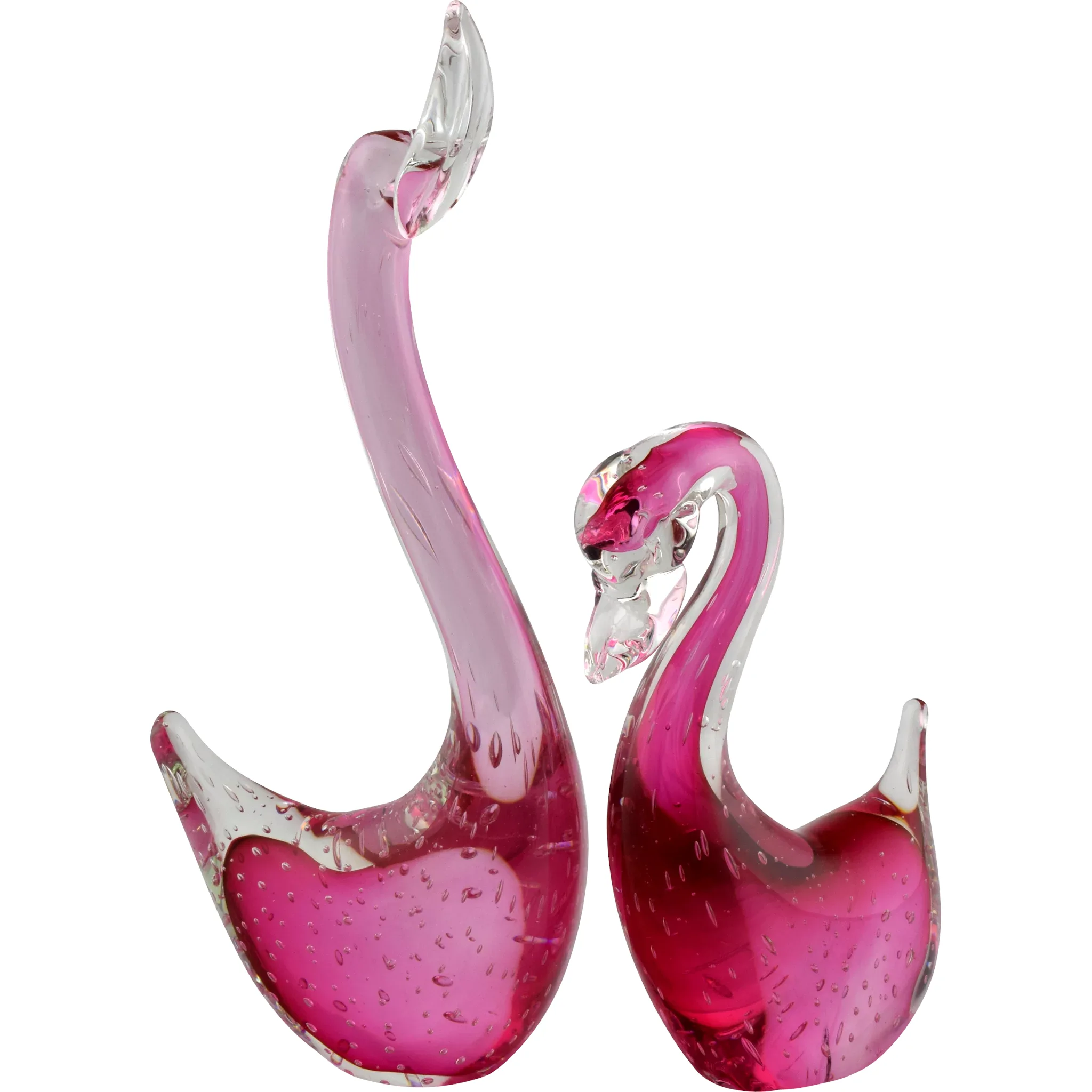 Pair Vintage Murano Glass Geese - Pink Sommerso - Bullicante