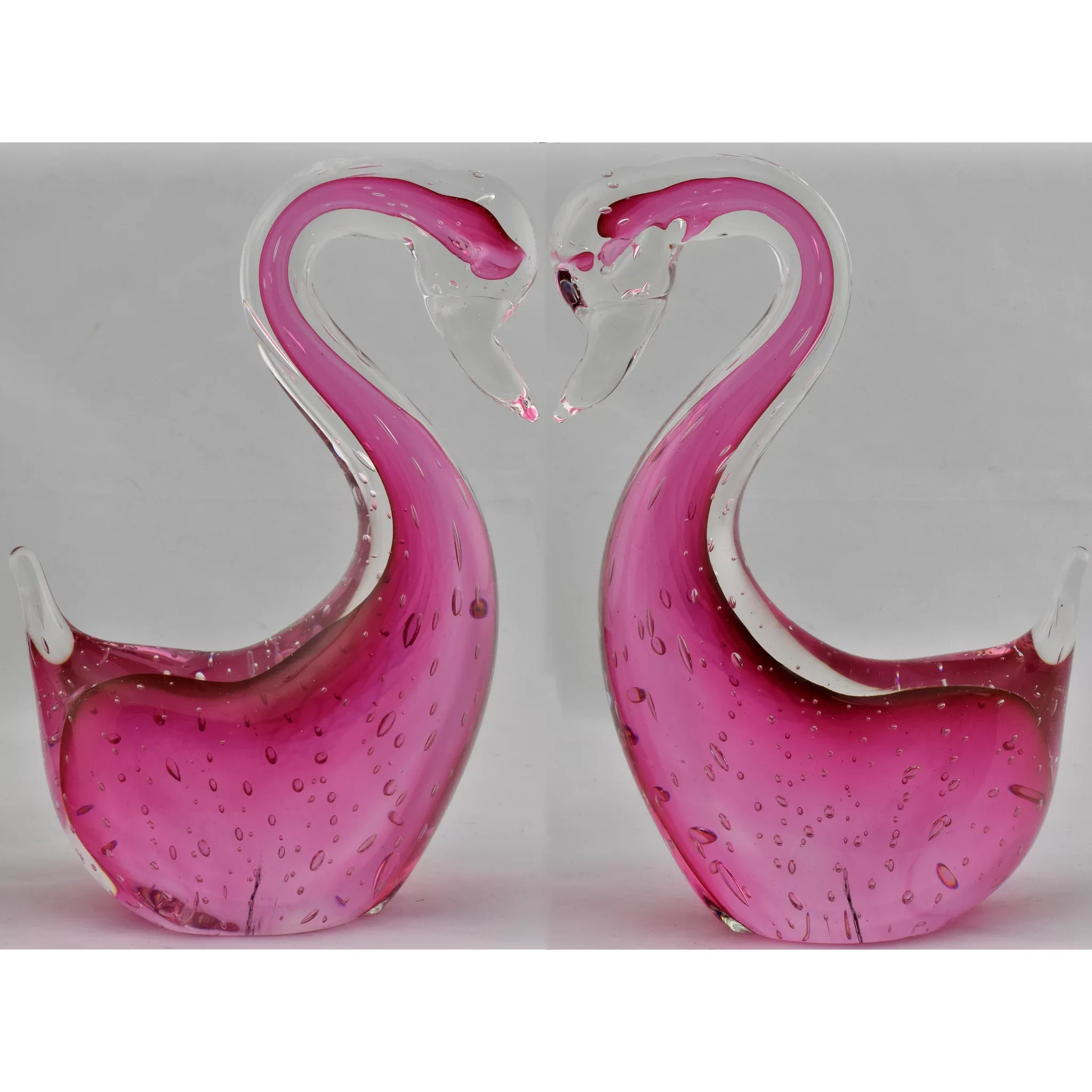 Pair Vintage Murano Glass Geese - Pink Sommerso - Bullicante - View 4