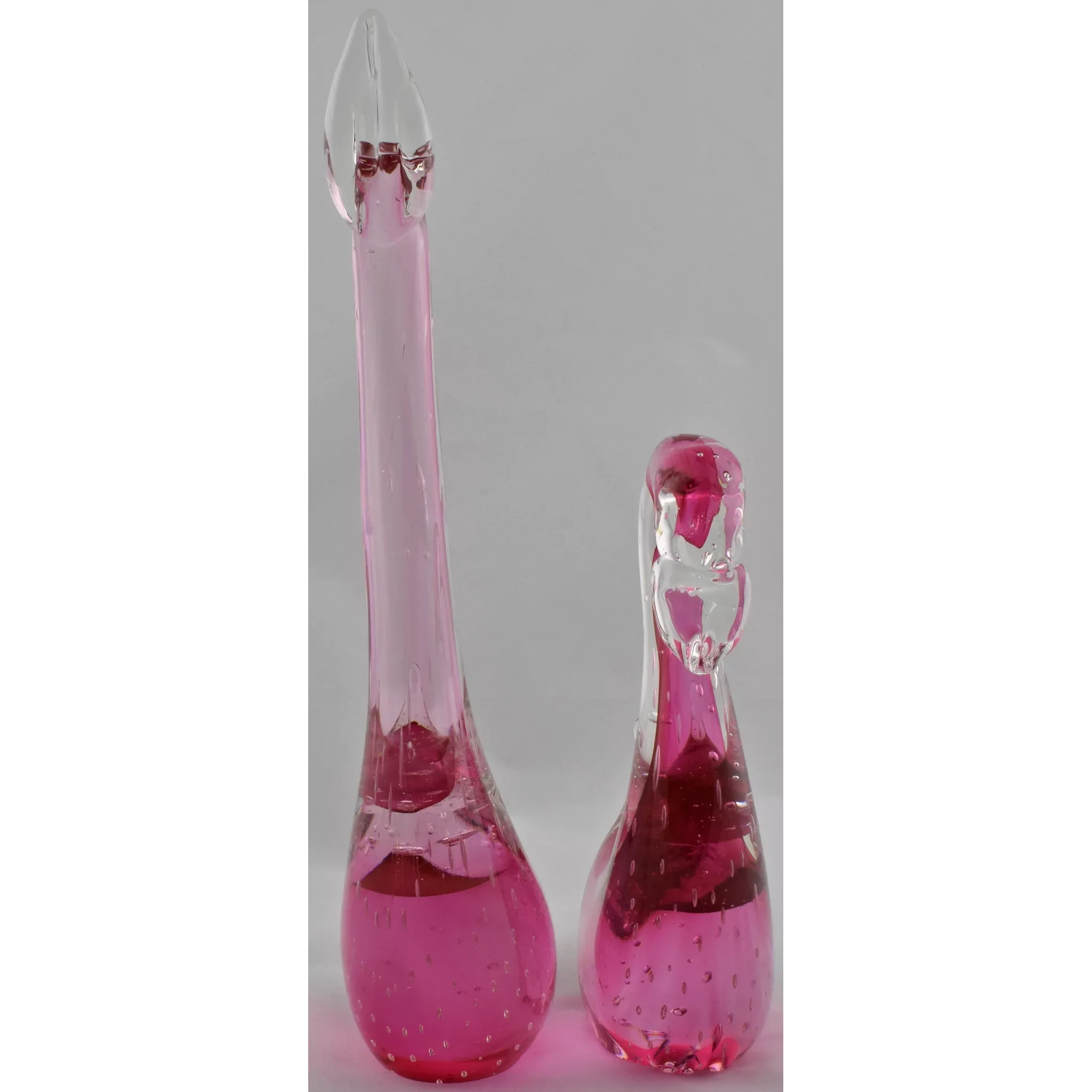 Pair Vintage Murano Glass Geese - Pink Sommerso - Bullicante - View 5