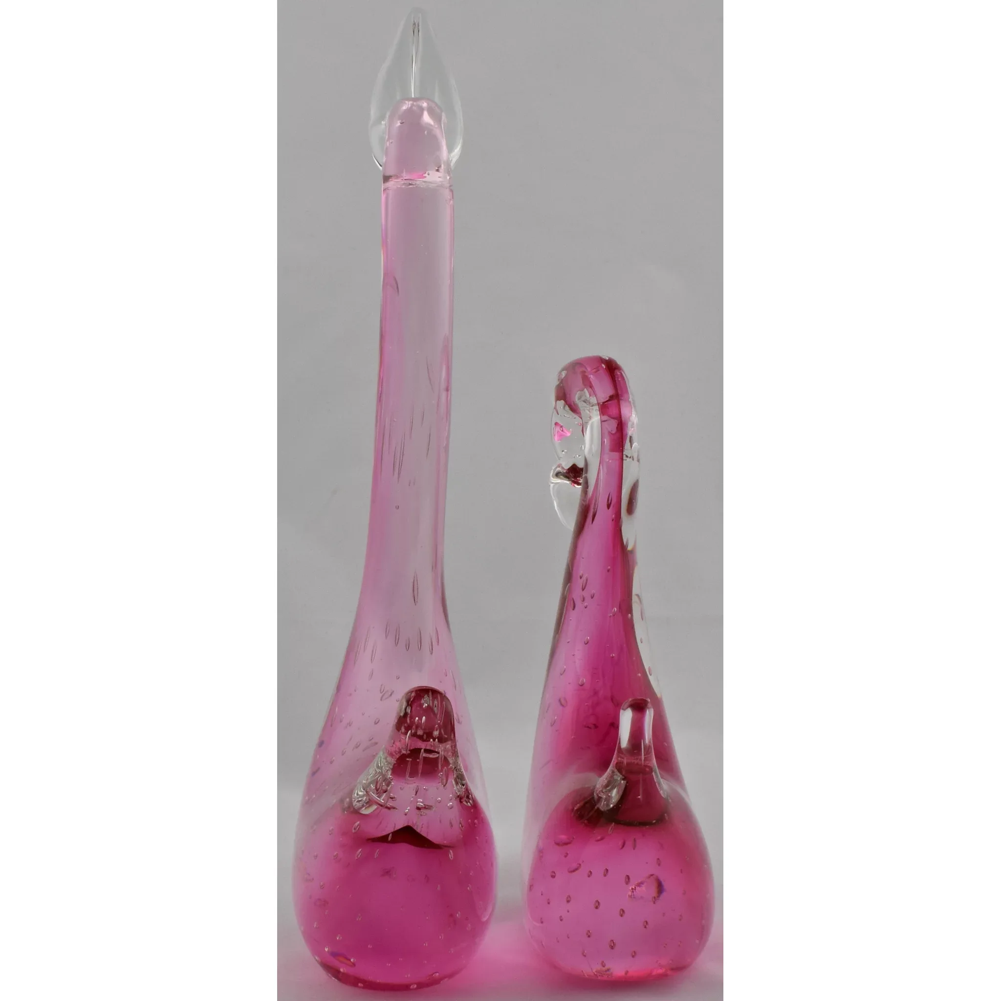 Pair Vintage Murano Glass Geese - Pink Sommerso - Bullicante - View 6