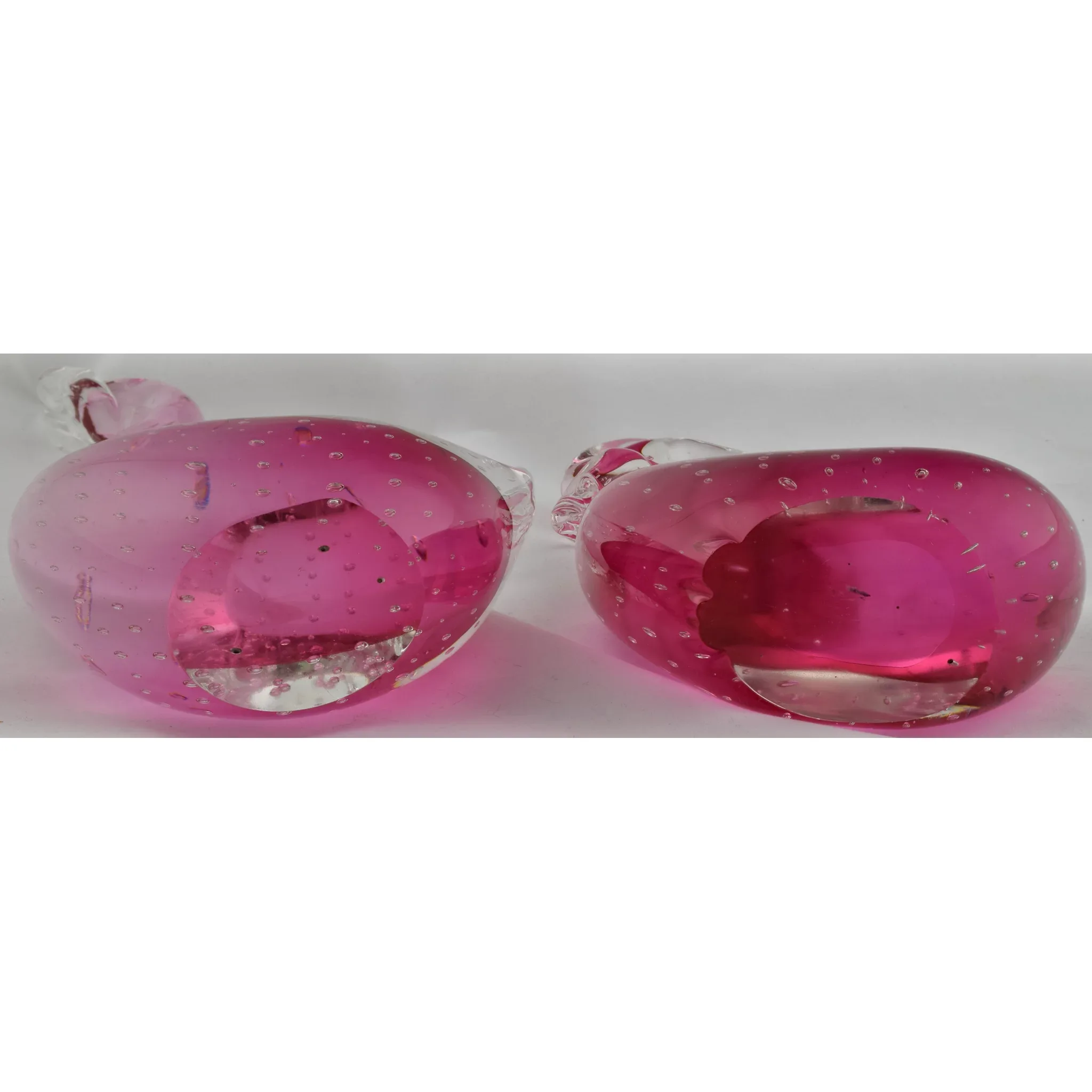 Pair Vintage Murano Glass Geese - Pink Sommerso - Bullicante - View 7