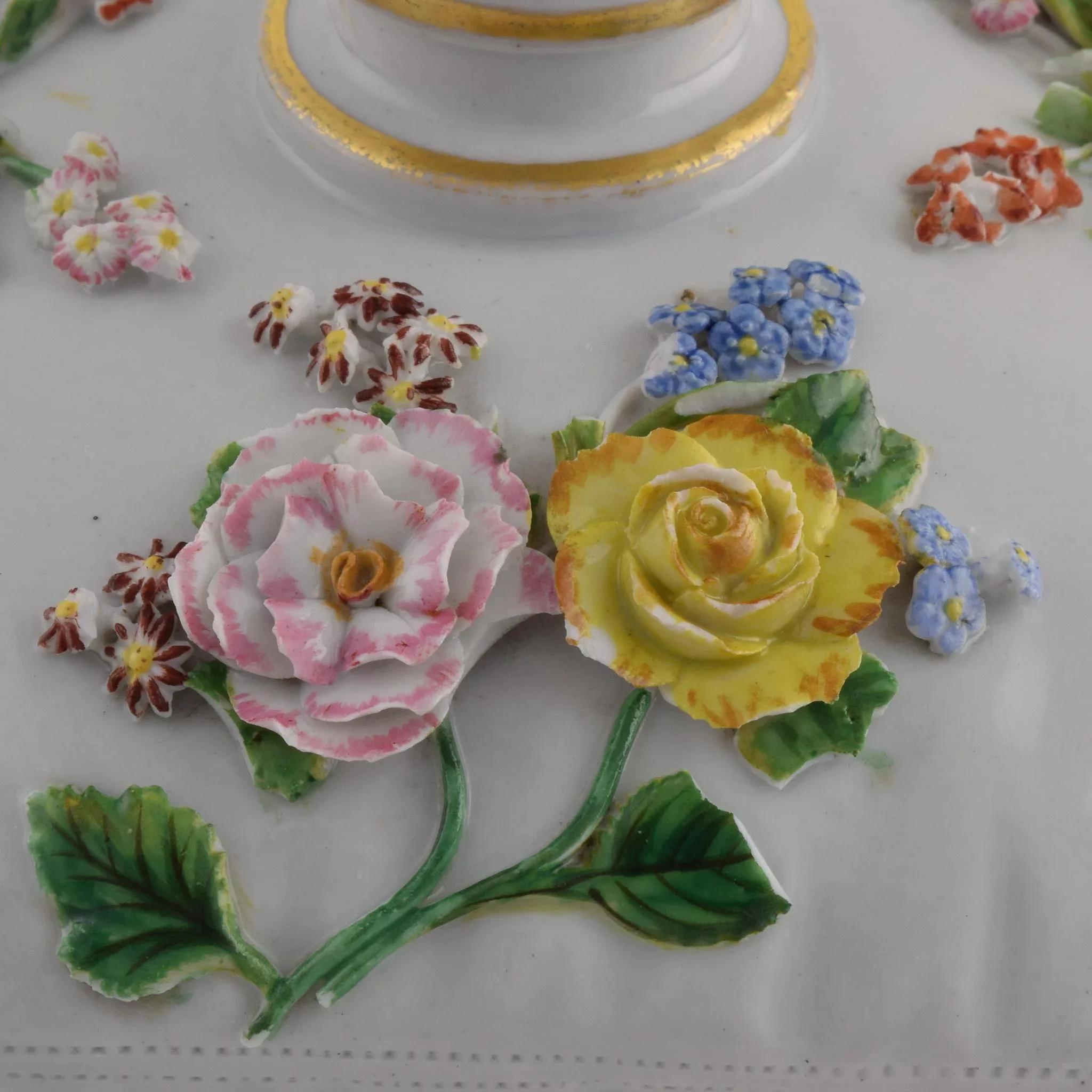 Antique Meissen Porcelain Cushion / Pillow Perfume Scent Bottle - Flowers, Gilded Tassels - Scarce - View 4