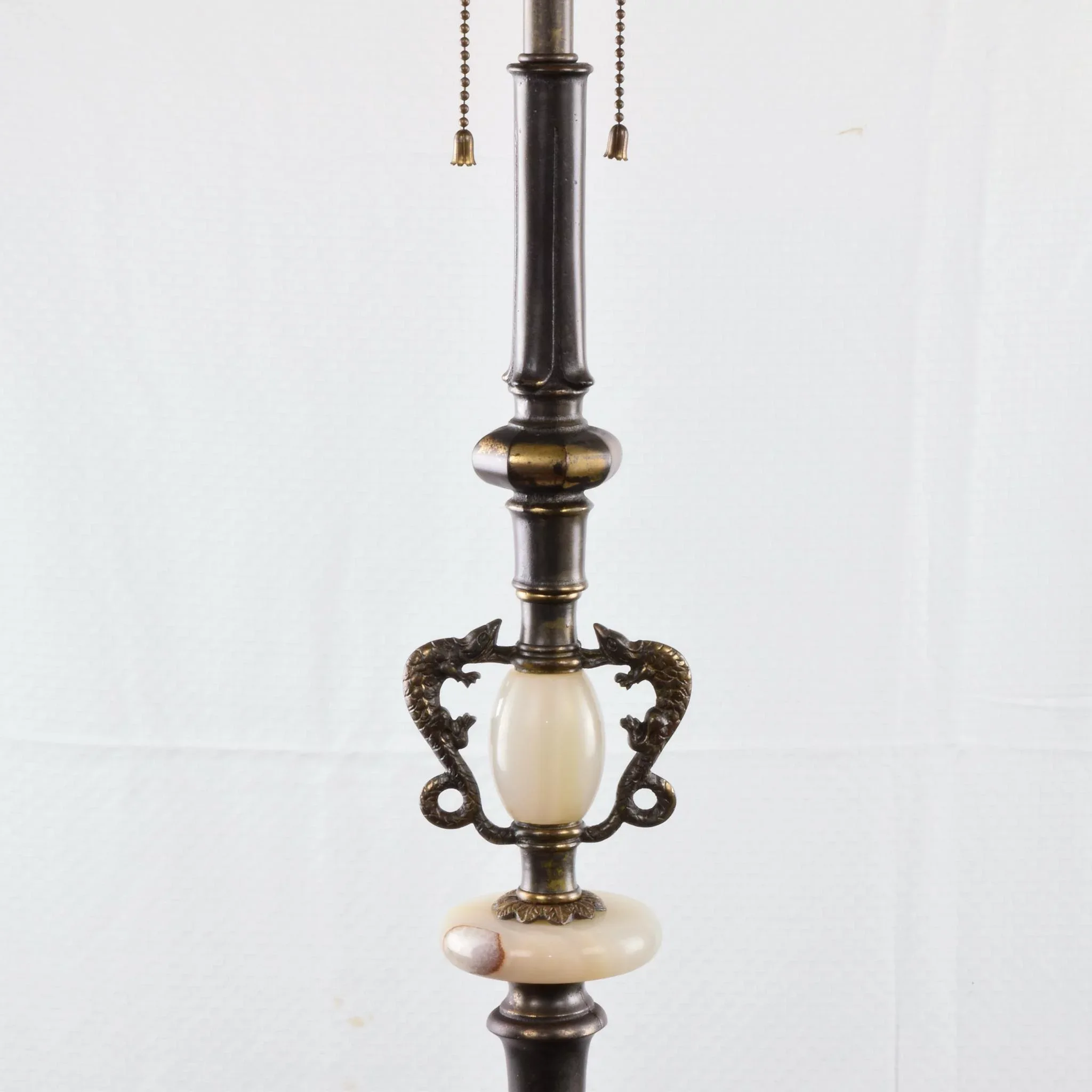 Vintage Rembrandt Iron Brass Onyx Floor Lamp with Capiz Shell Shade - View 4