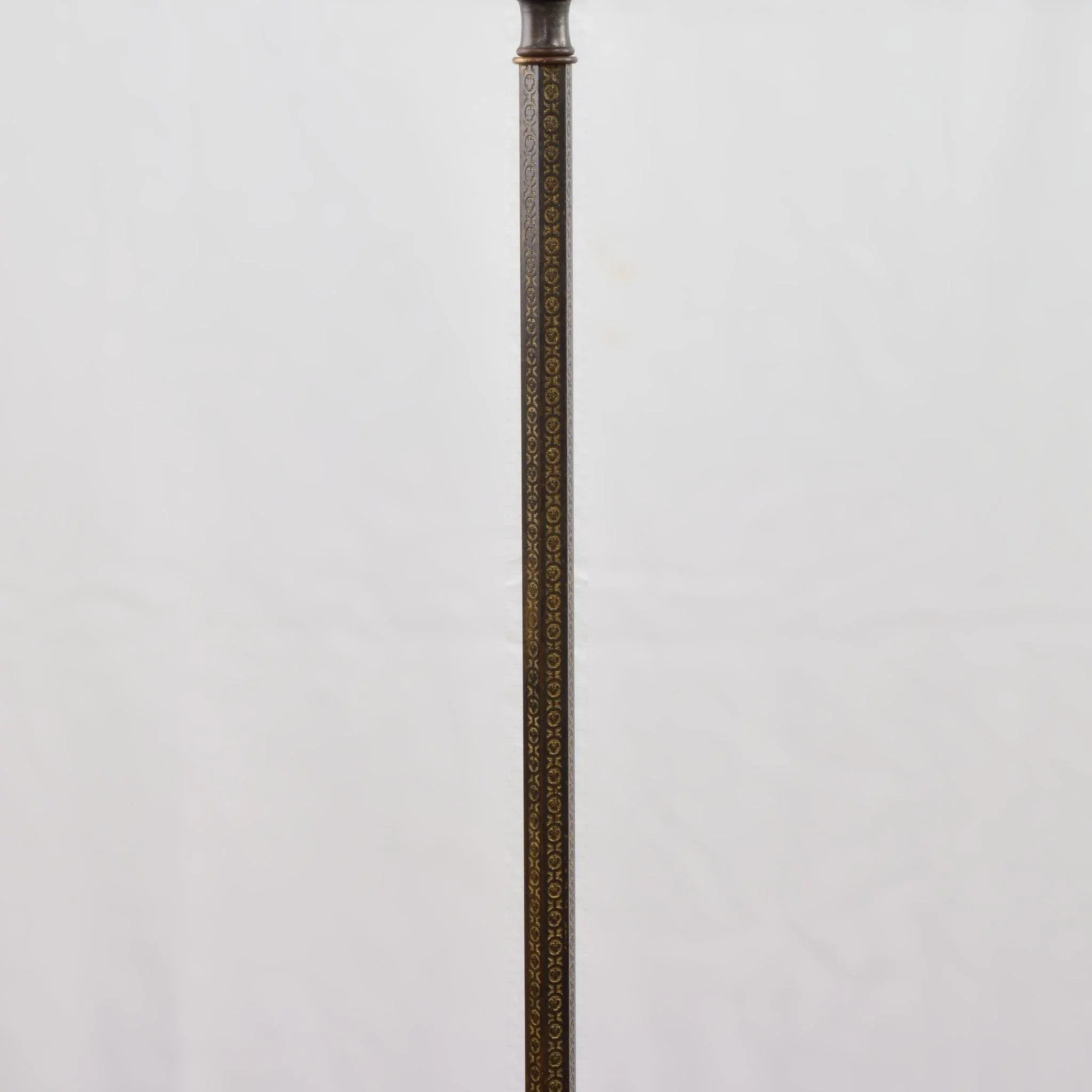 Vintage Rembrandt Iron Brass Onyx Floor Lamp with Capiz Shell Shade - View 6