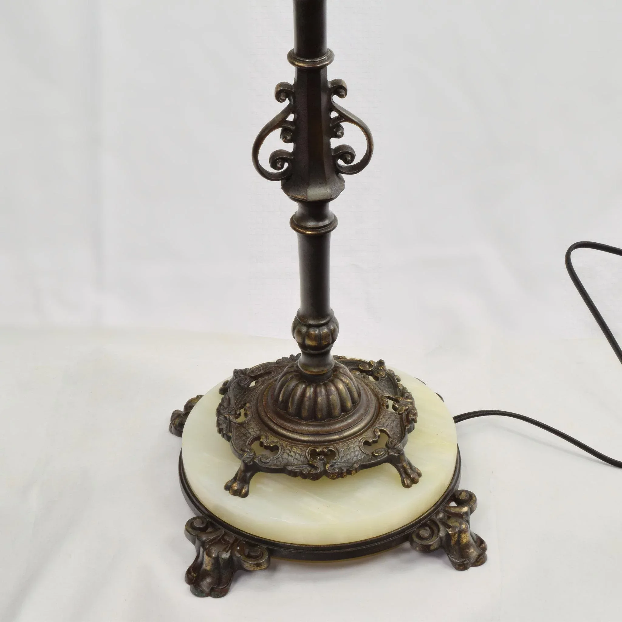 Vintage Rembrandt Iron Brass Onyx Floor Lamp with Capiz Shell Shade - View 8