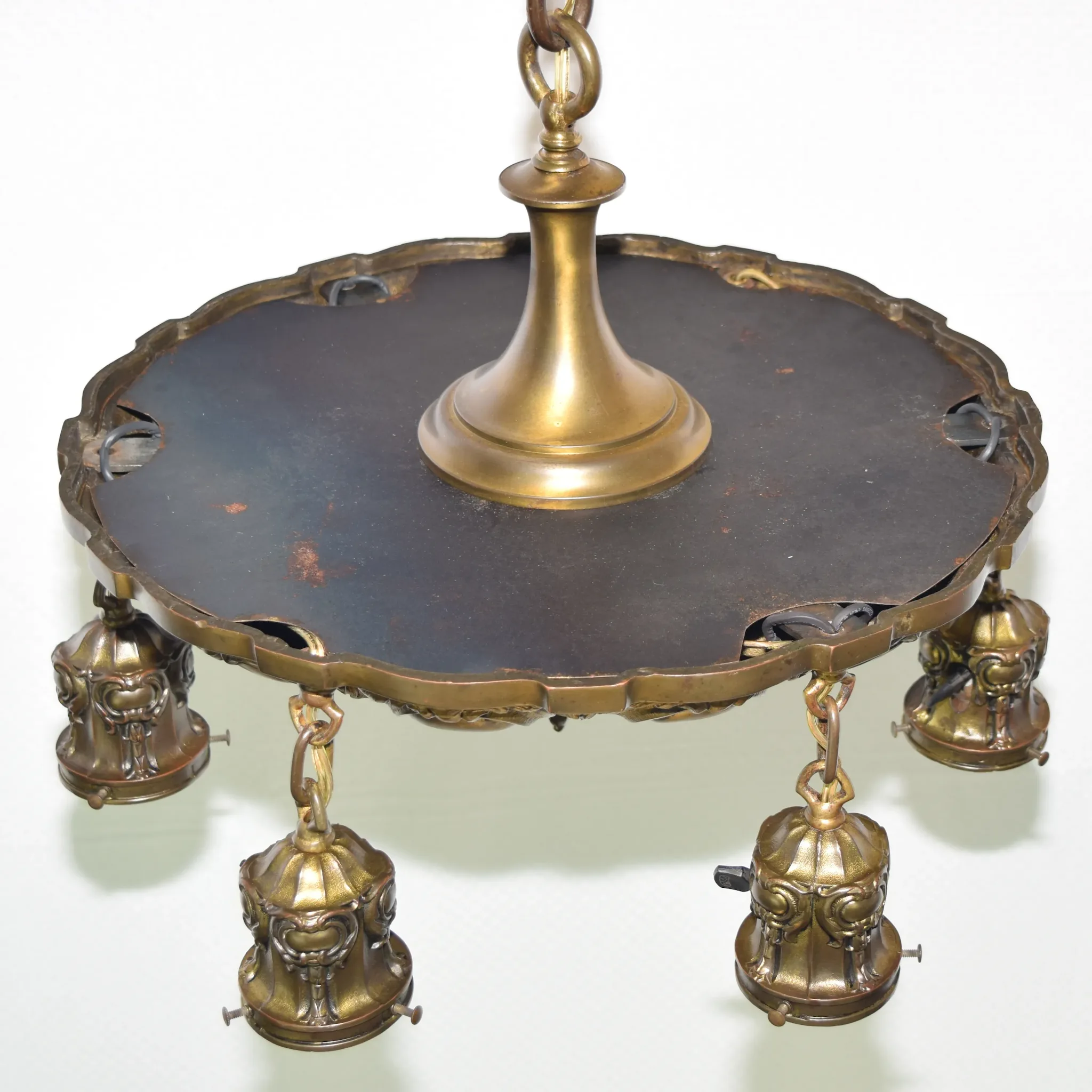 Antique Ornate 6 Light Ceiling Fixture with Urn Garland Shades - View 11