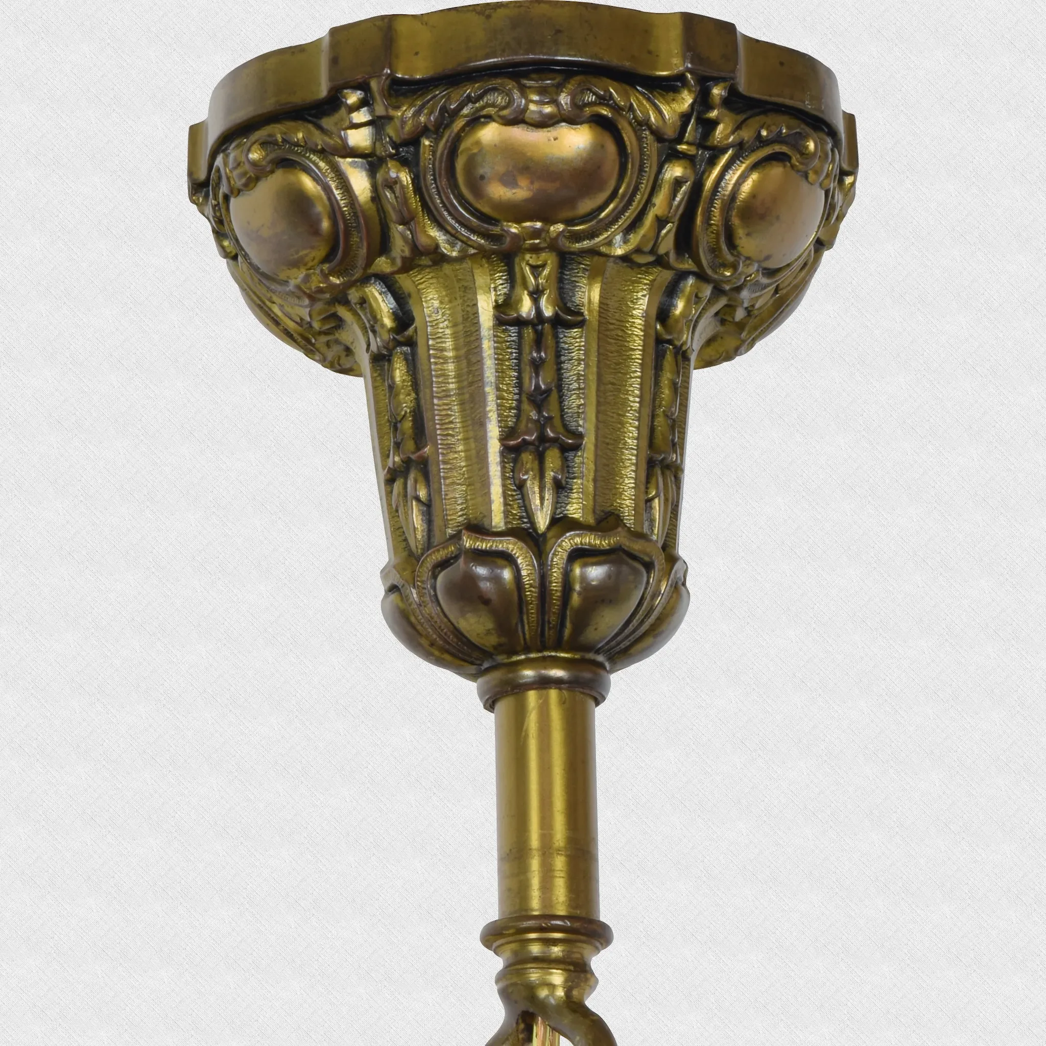 Antique Ornate 6 Light Ceiling Fixture with Urn Garland Shades - View 9