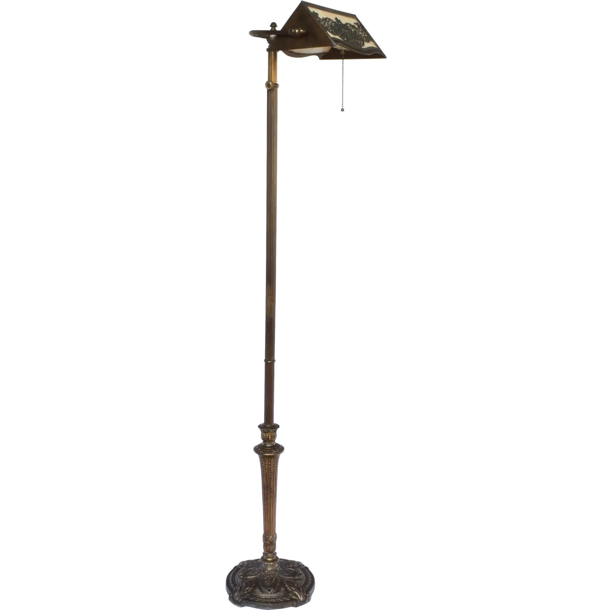 Vintage Bradley & Hubbard Adjustable Slag Glass Floor Lamp