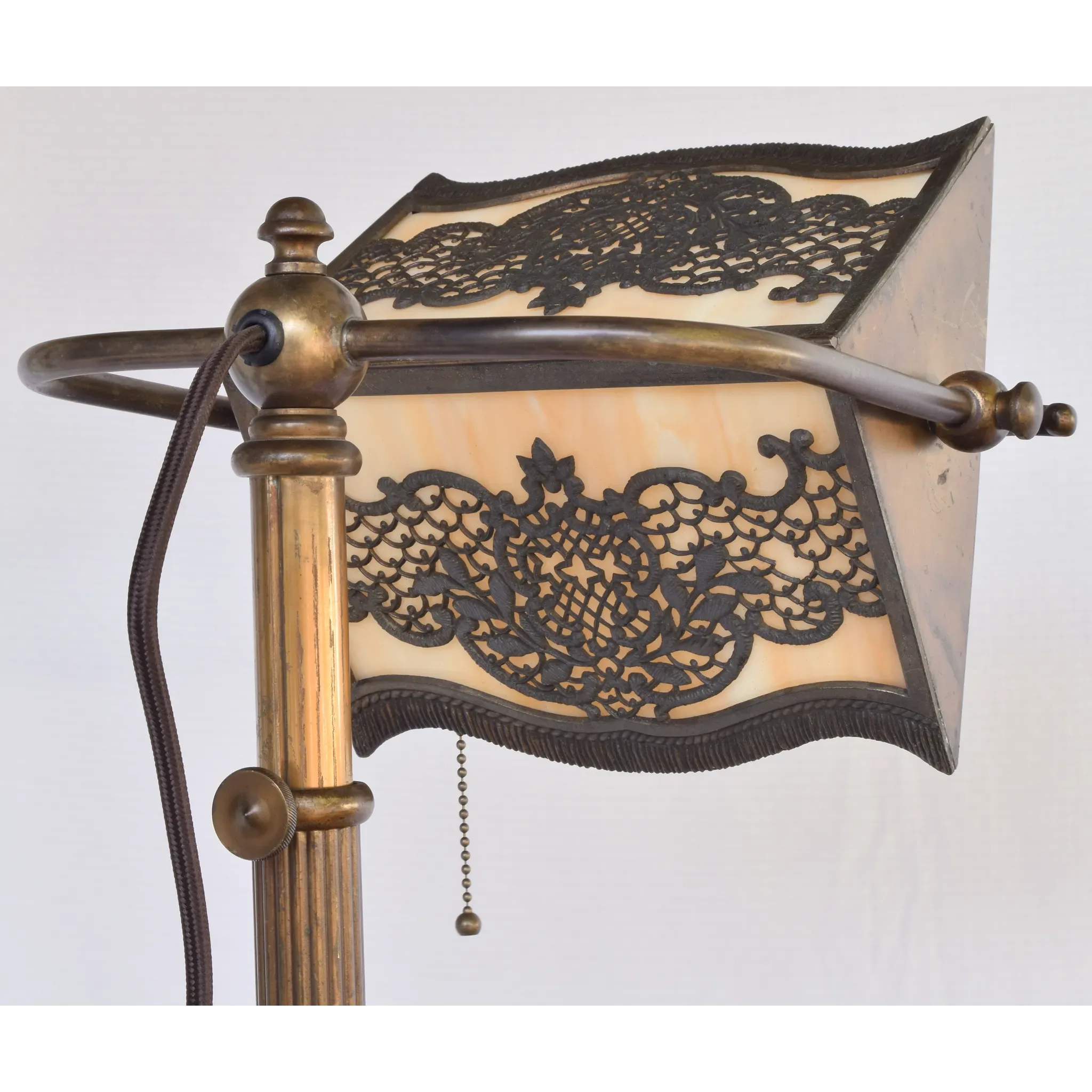 Vintage Bradley & Hubbard Adjustable Slag Glass Floor Lamp - View 5