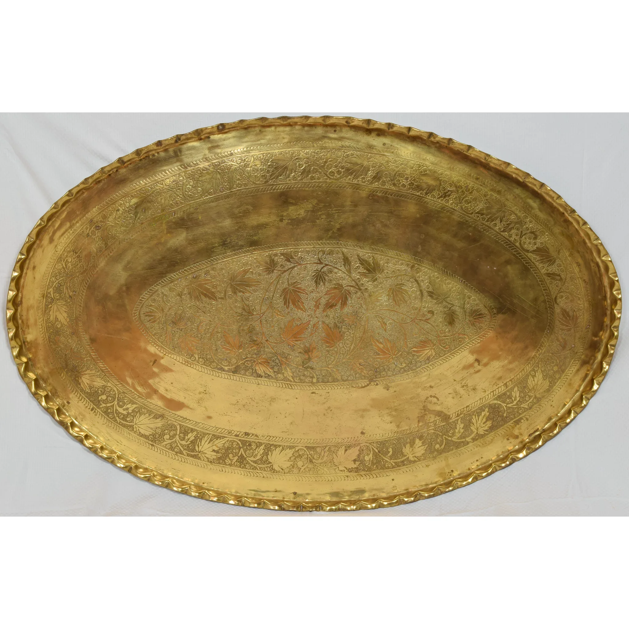 Massive Mid-Century Brass & Teak Wood Tray Table - View 3