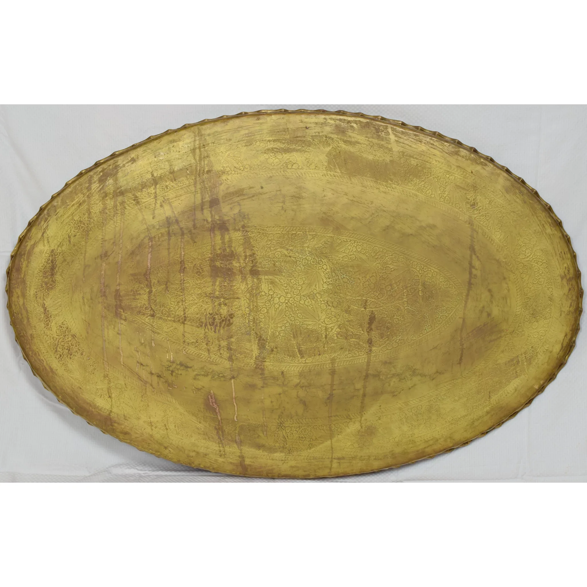 Massive Mid-Century Brass & Teak Wood Tray Table - View 4