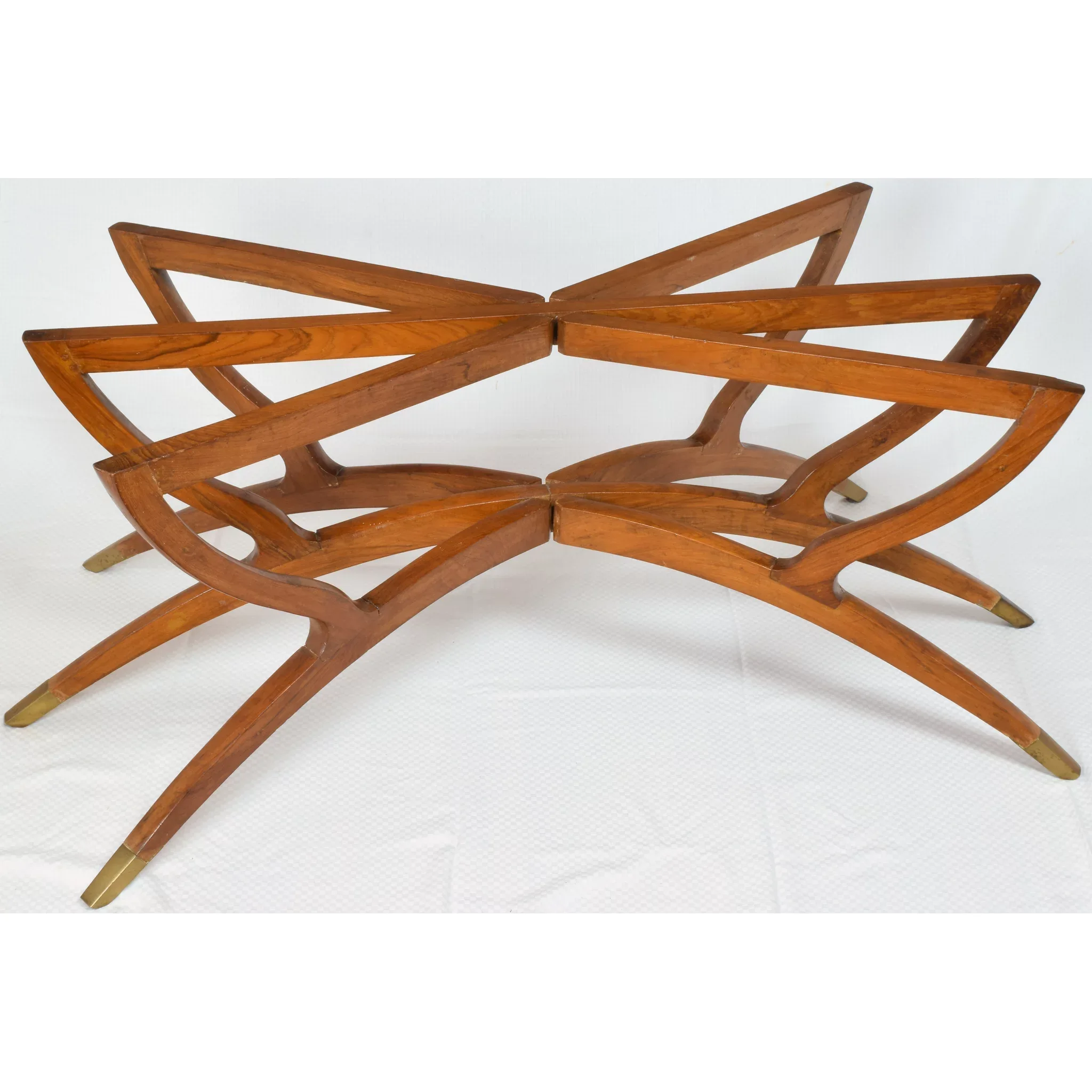 Massive Mid-Century Brass & Teak Wood Tray Table - View 5