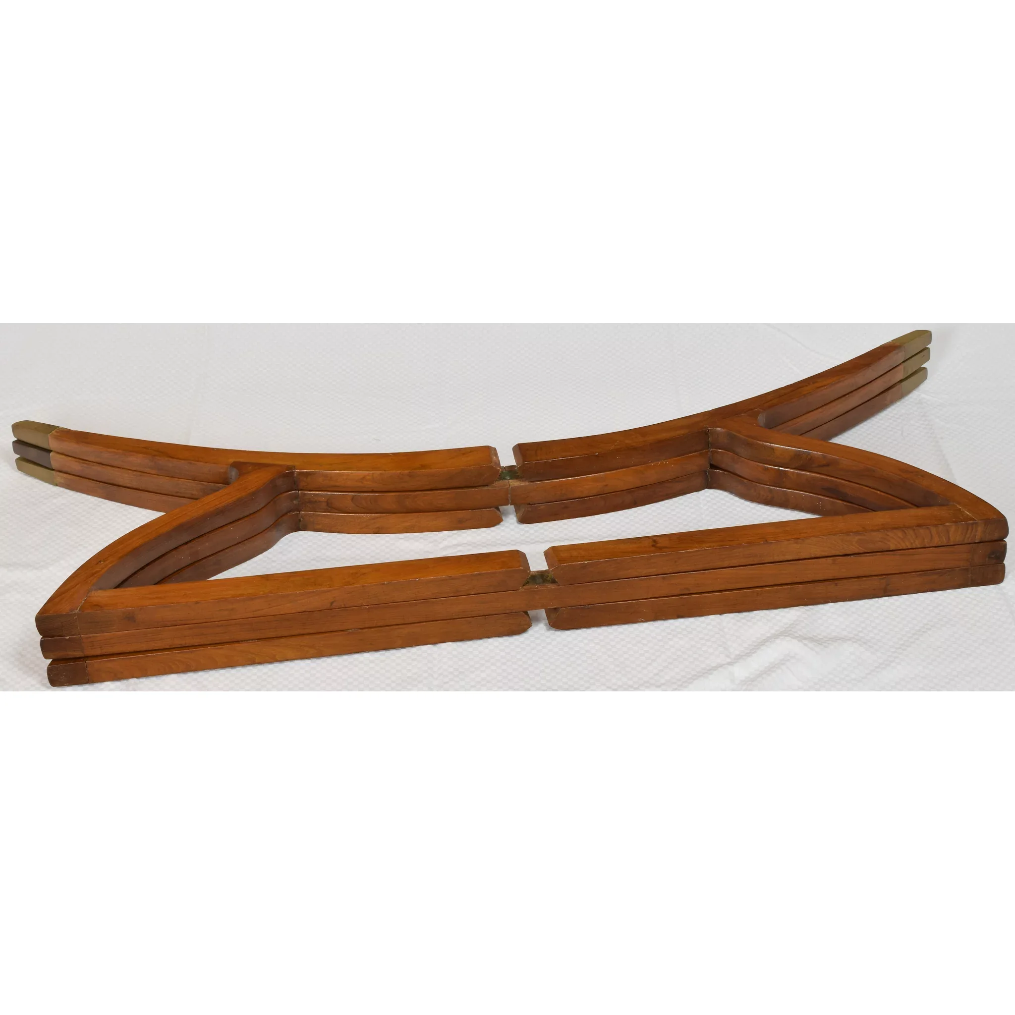 Massive Mid-Century Brass & Teak Wood Tray Table - View 6
