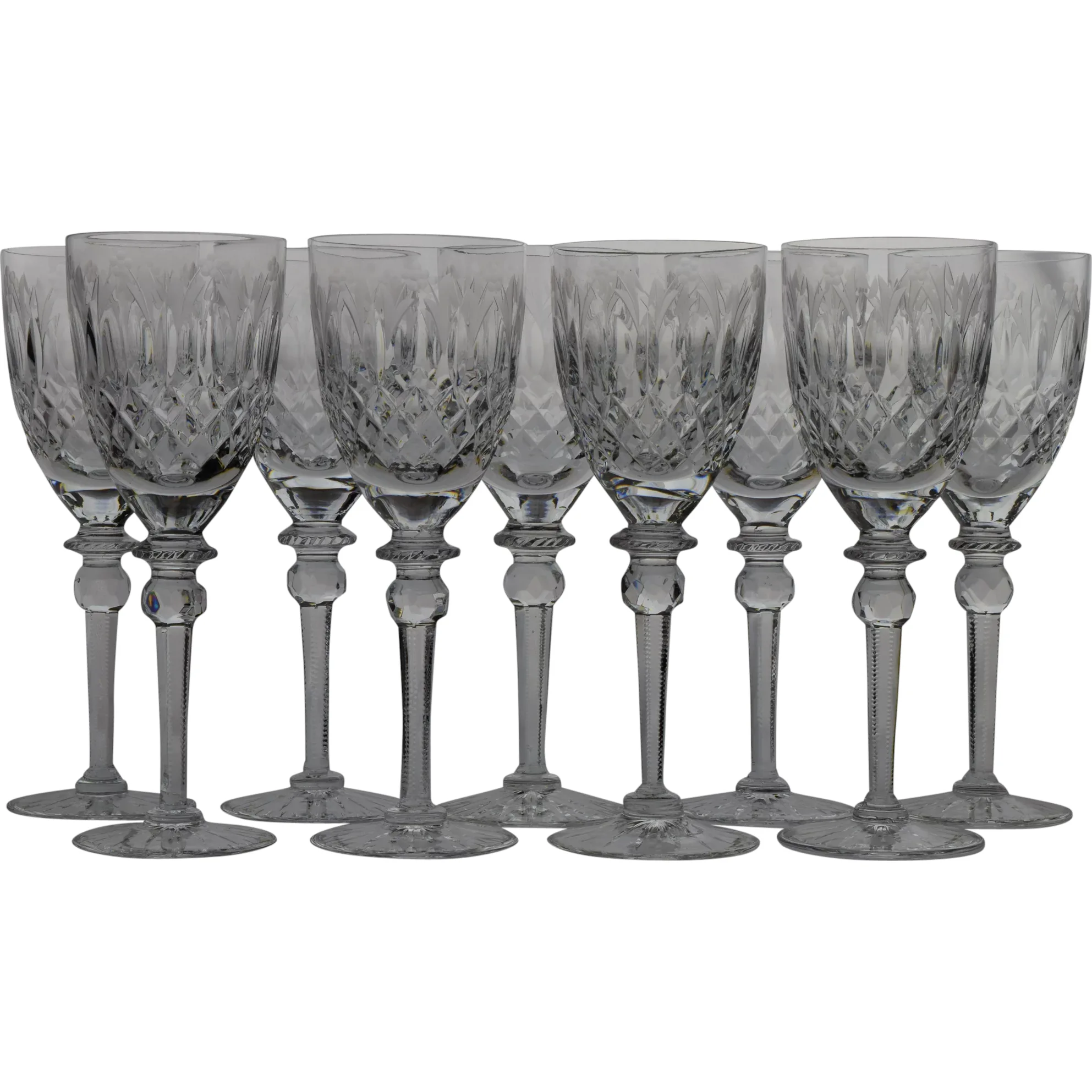 Set 10 Rogaska White Wine Goblets / Glasses