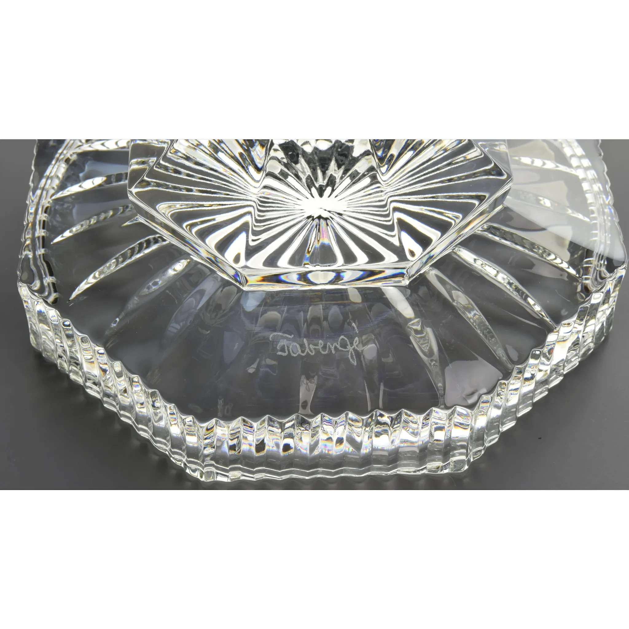 Massive Signed Imperial Fabergé Russian Cut Crystal Bonbonniere Egg - View 5