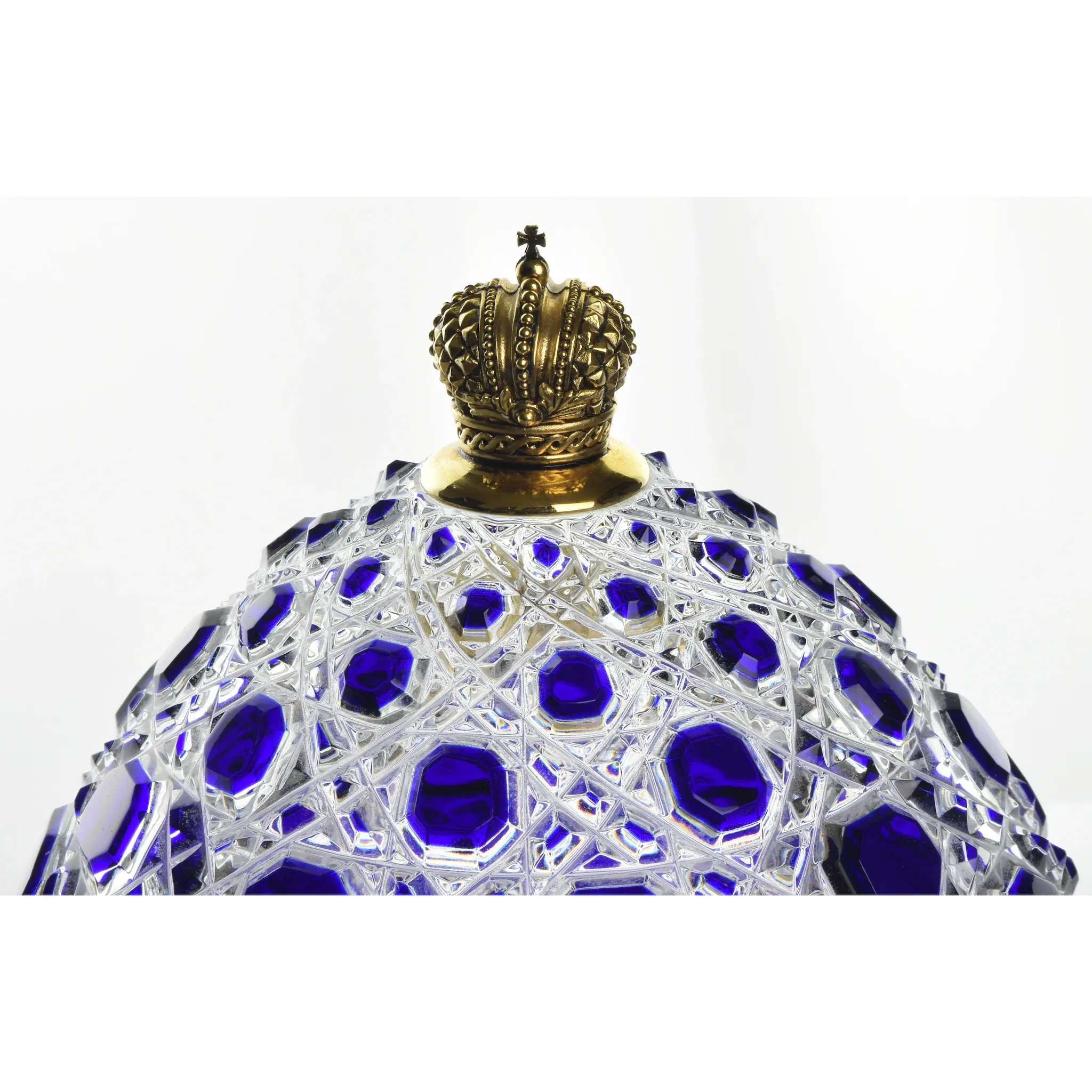Massive Signed Imperial Fabergé Russian Cut Crystal Bonbonniere Egg - View 6