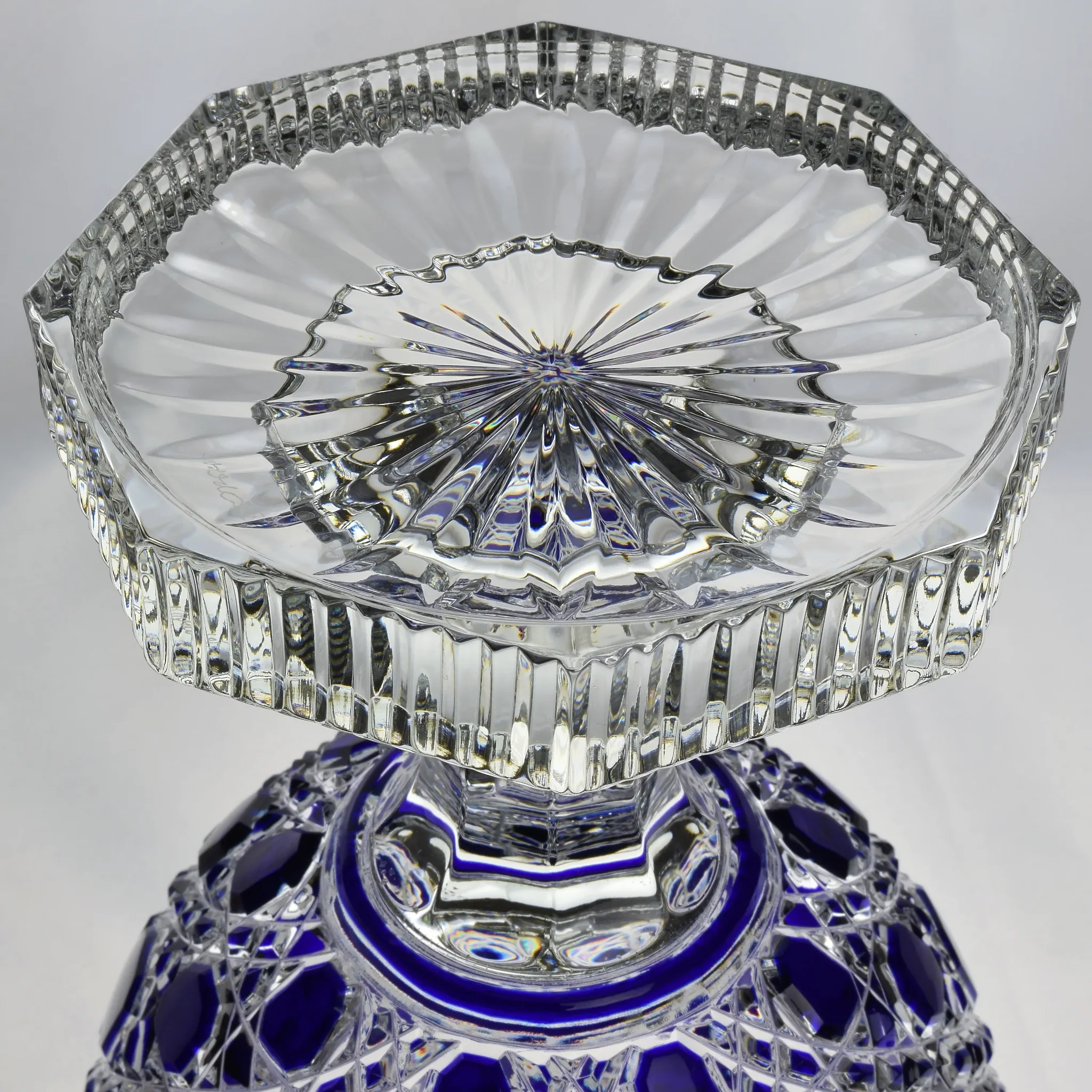 Massive Signed Imperial Fabergé Russian Cut Crystal Bonbonniere Egg - View 9
