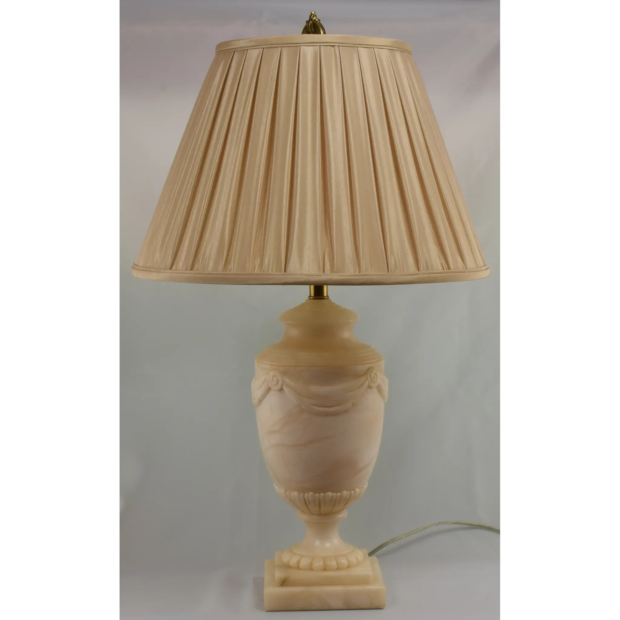 Vintage Pair Ethan Allen Carved Alabaster Table Lamps - View 2