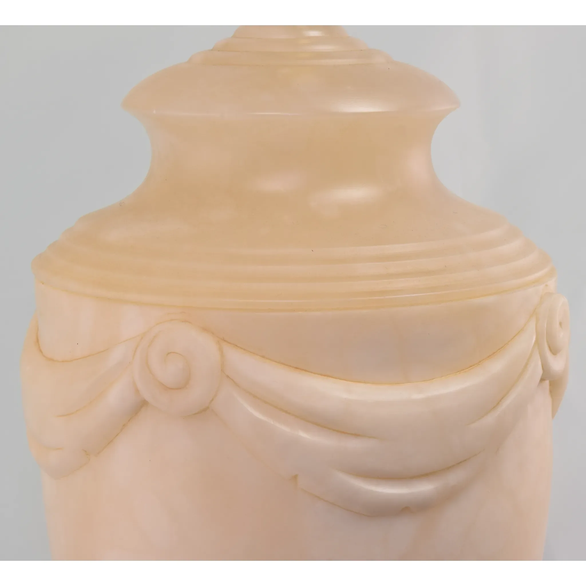 Vintage Pair Ethan Allen Carved Alabaster Table Lamps - View 4