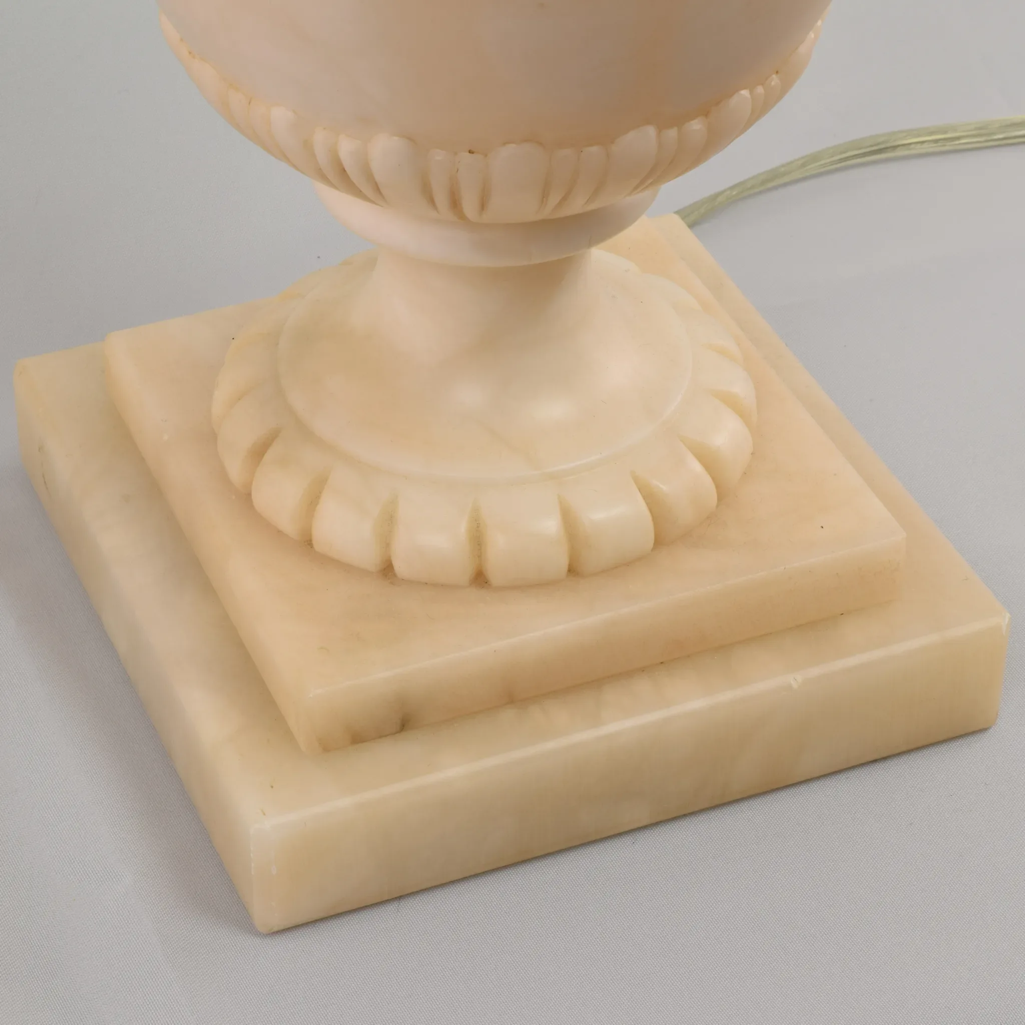 Vintage Pair Ethan Allen Carved Alabaster Table Lamps - View 5