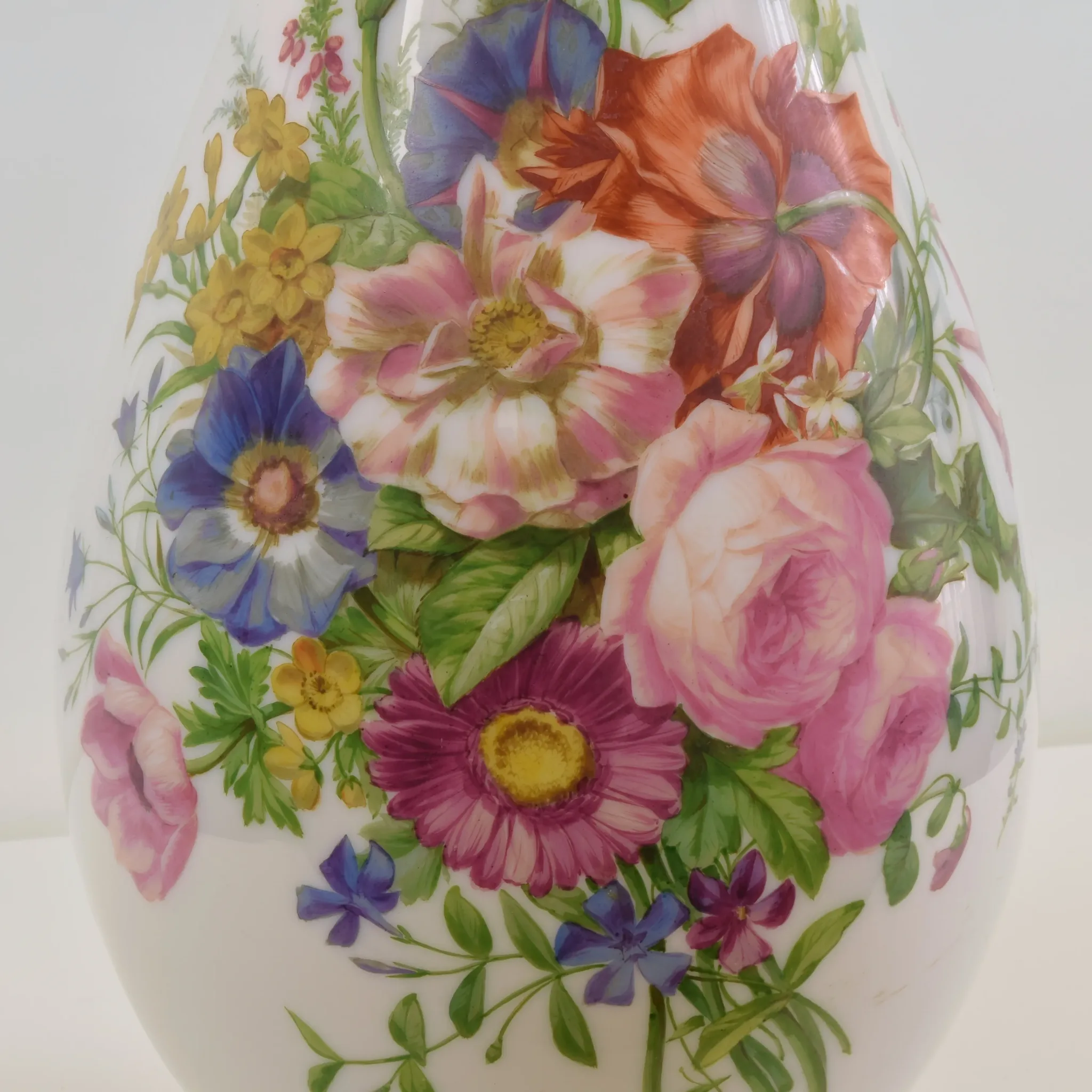 Large Antique Baccarat Opaline Vase - Enamelled by Jean Francoise Robert - 17.5" - View 10