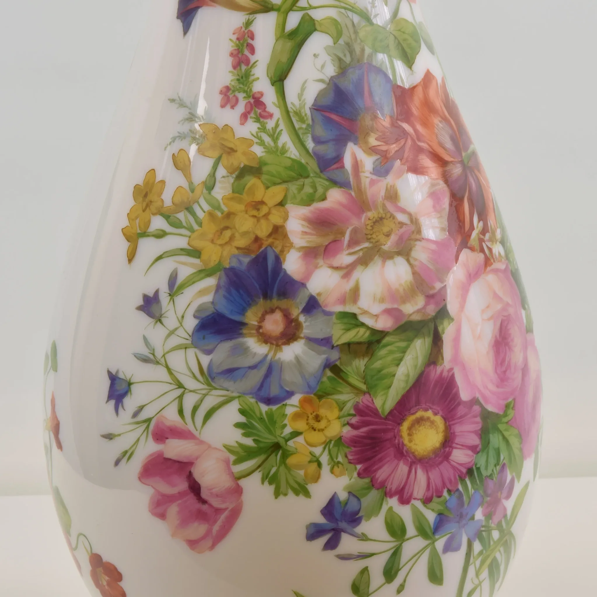 Large Antique Baccarat Opaline Vase - Enamelled by Jean Francoise Robert - 17.5" - View 11