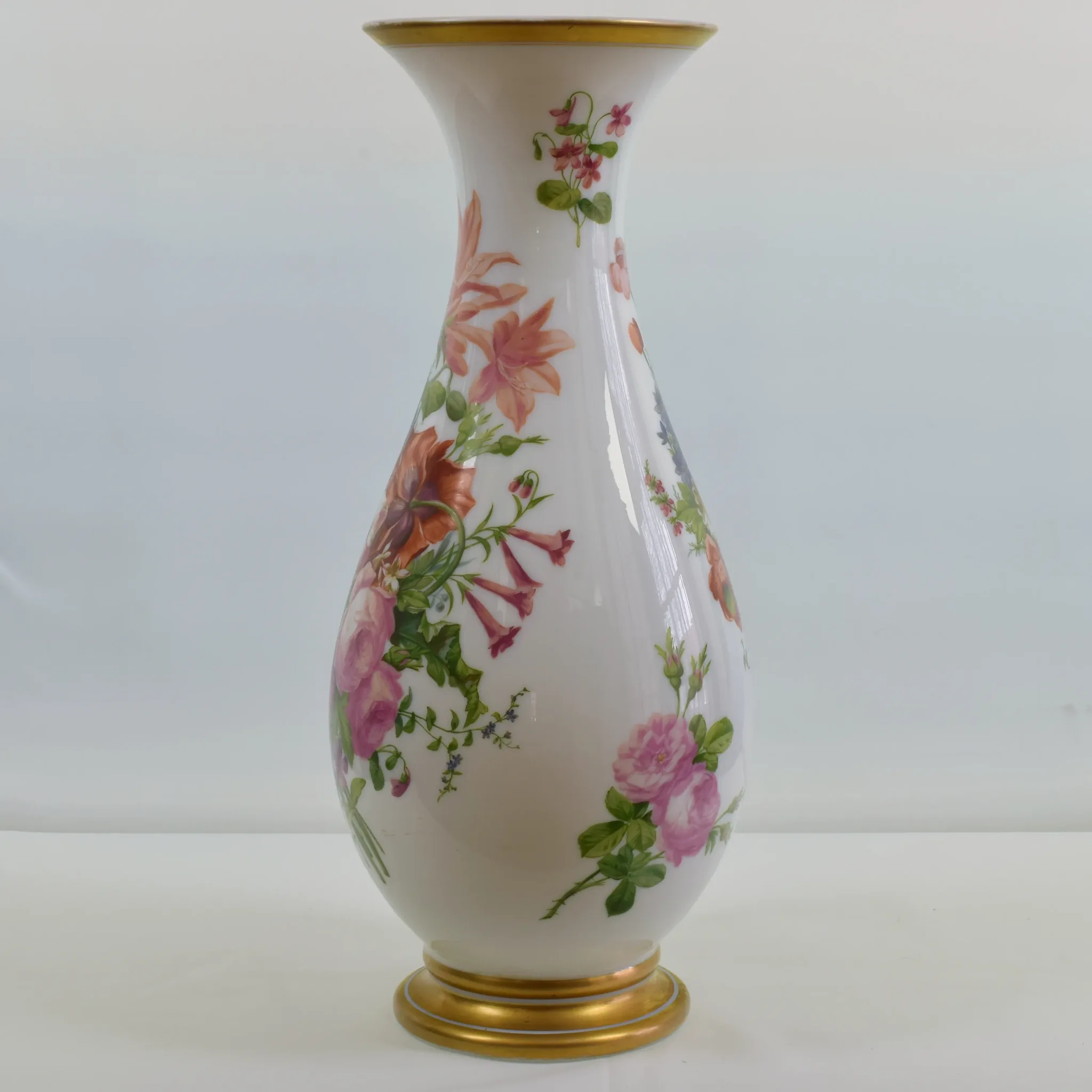 Large Antique Baccarat Opaline Vase - Enamelled by Jean Francoise Robert - 17.5" - View 7