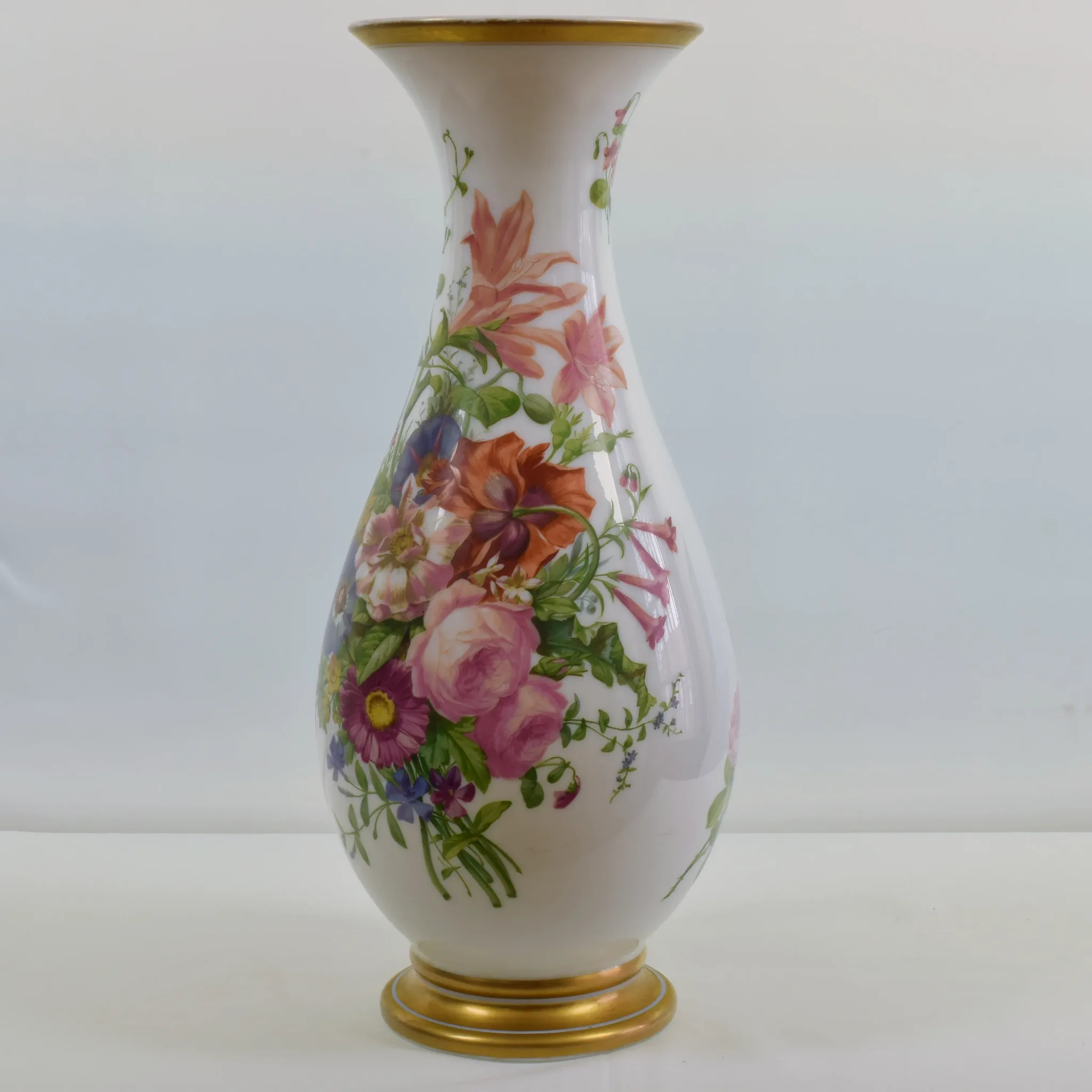 Large Antique Baccarat Opaline Vase - Enamelled by Jean Francoise Robert - 17.5" - View 8