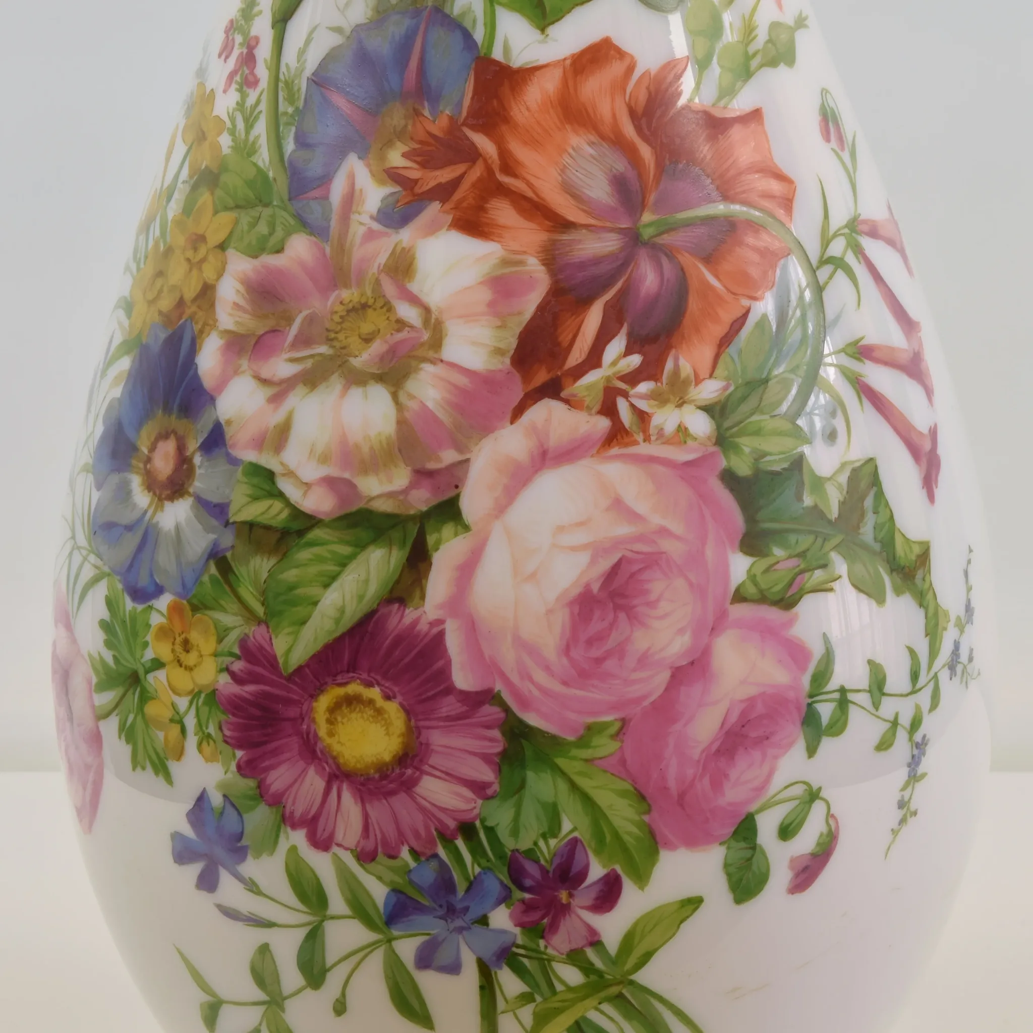 Large Antique Baccarat Opaline Vase - Enamelled by Jean Francoise Robert - 17.5" - View 9