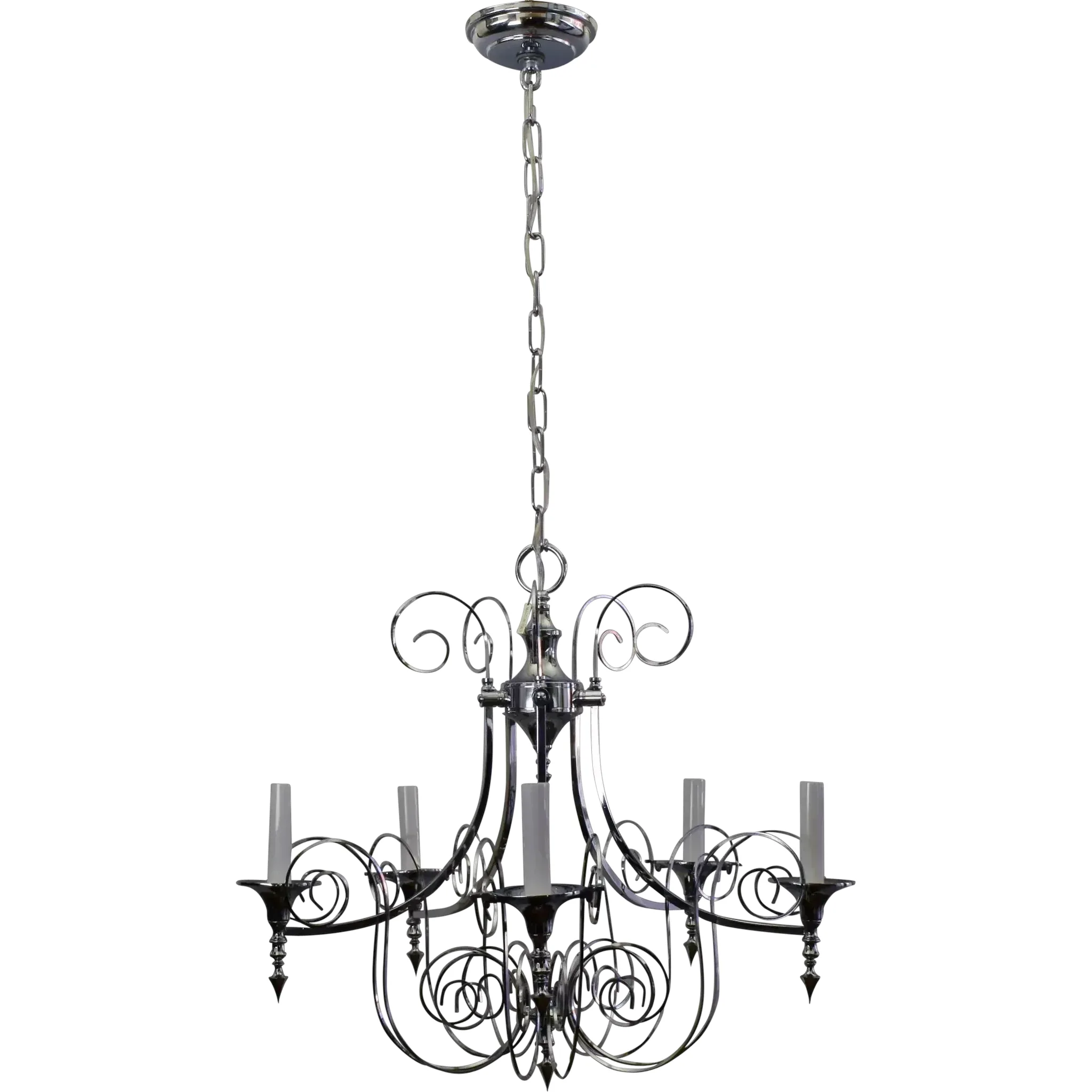 Orante Scrolled Chrome 5 Light Gaetano Sciolari Chandelier