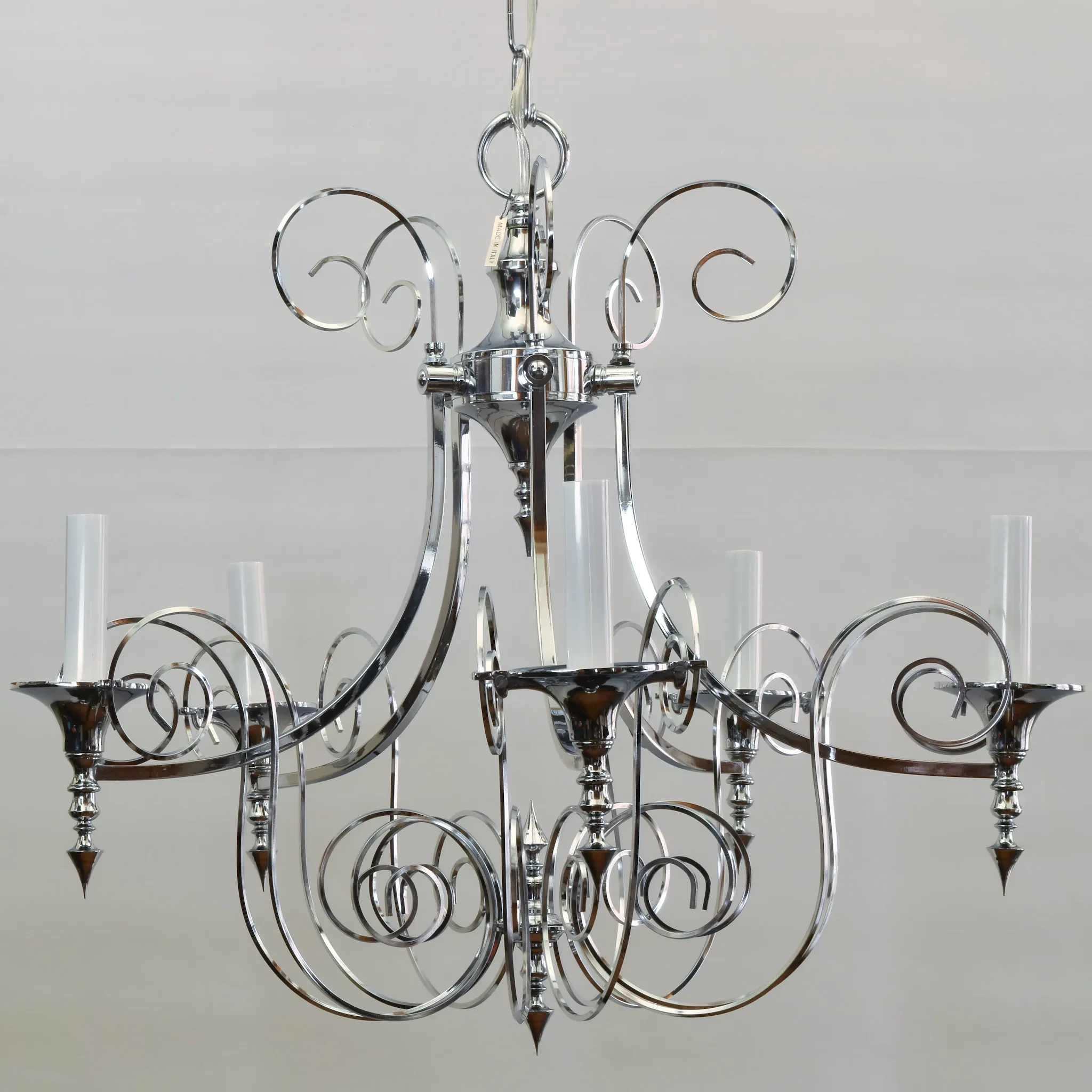 Orante Scrolled Chrome 5 Light Gaetano Sciolari Chandelier - View 2