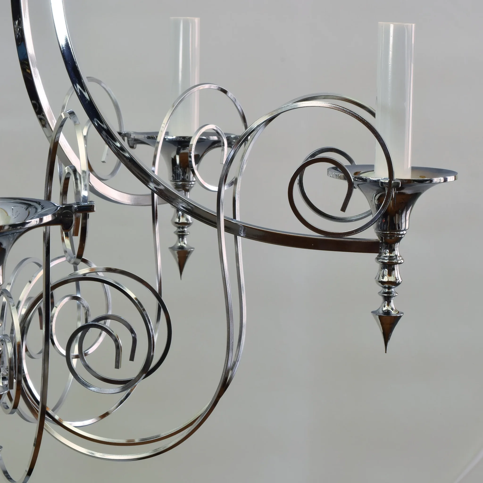 Orante Scrolled Chrome 5 Light Gaetano Sciolari Chandelier - View 5