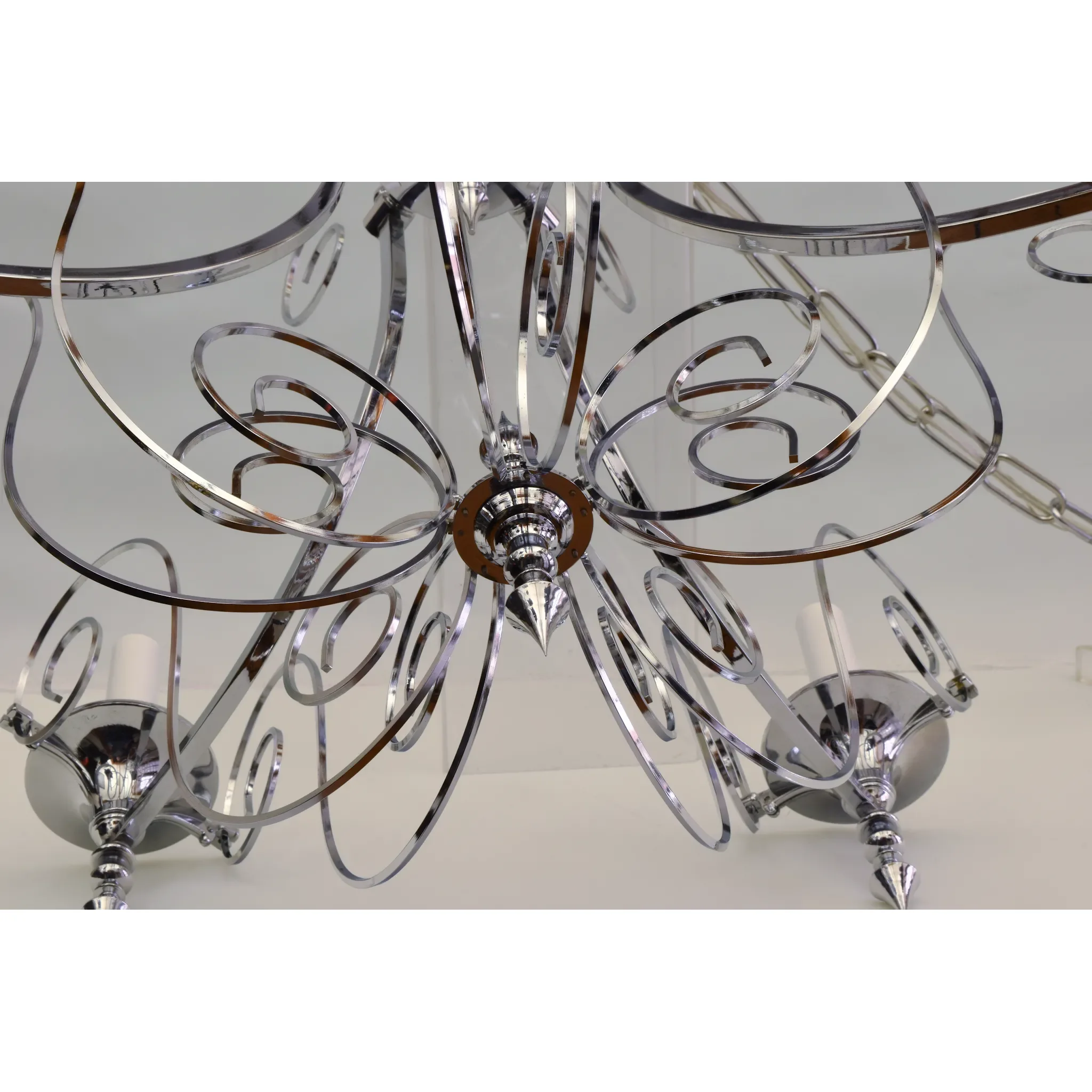 Orante Scrolled Chrome 5 Light Gaetano Sciolari Chandelier - View 7