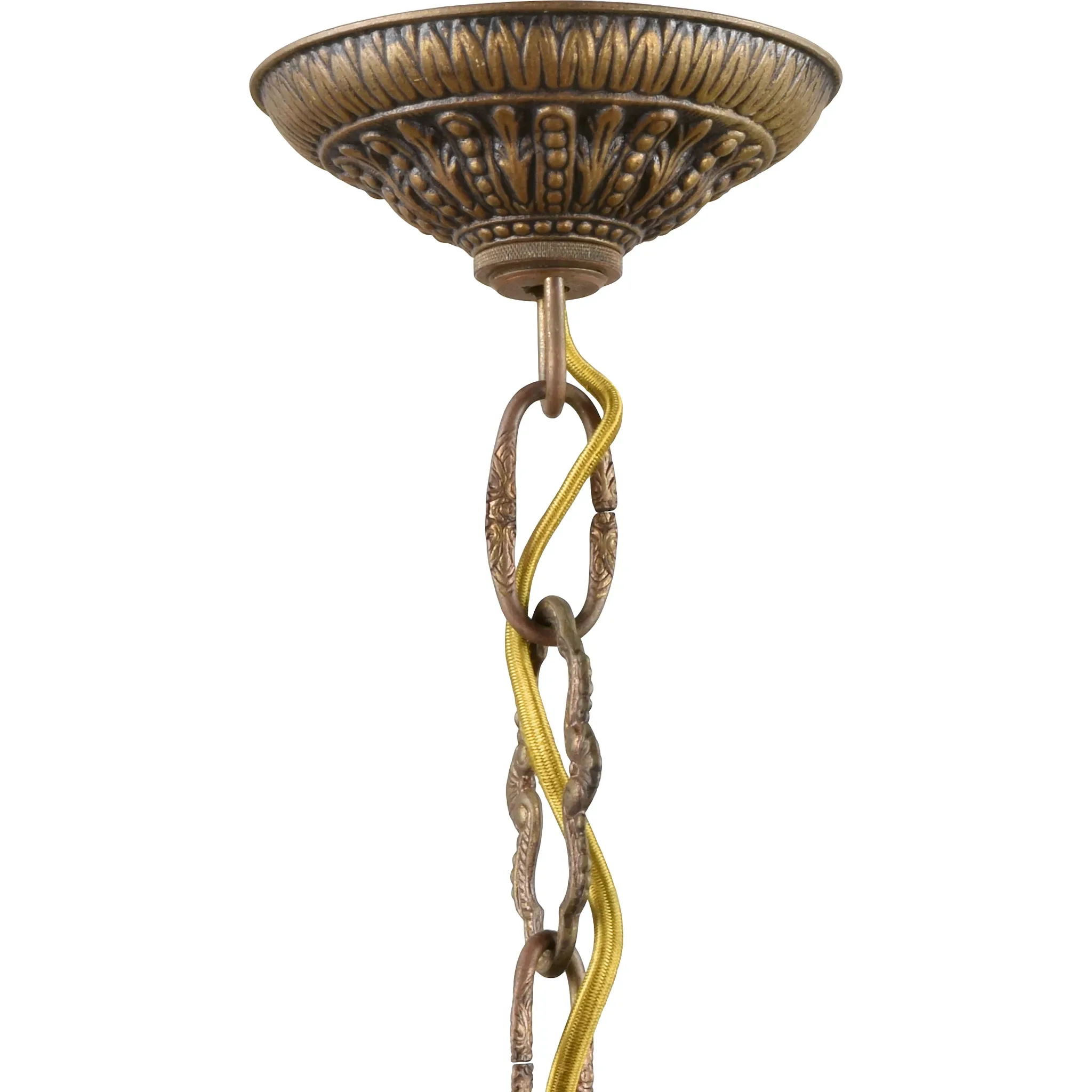 Vintage Ornate Brass 9 Light Chandelier - View 3