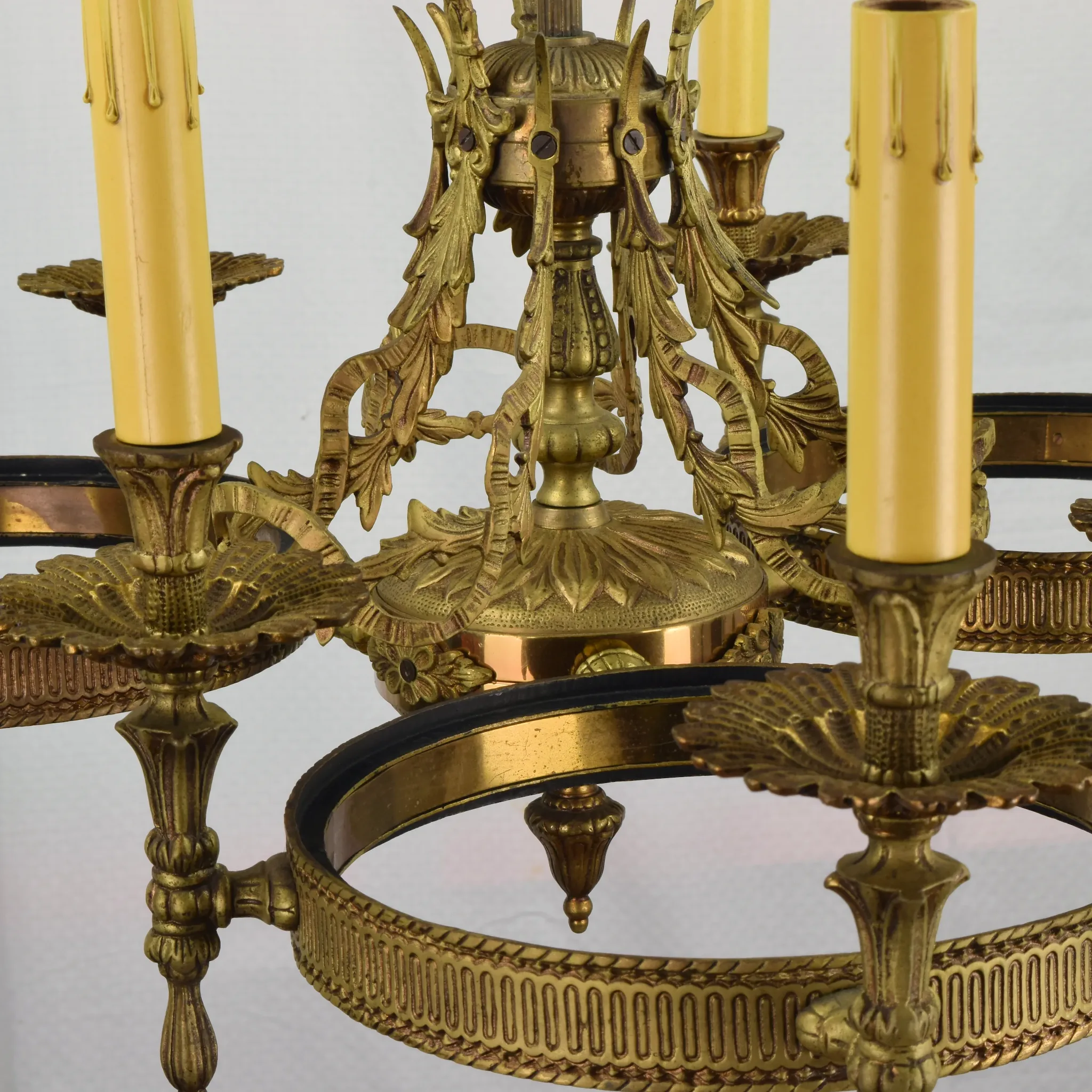 Vintage Ornate Brass 9 Light Chandelier - View 9