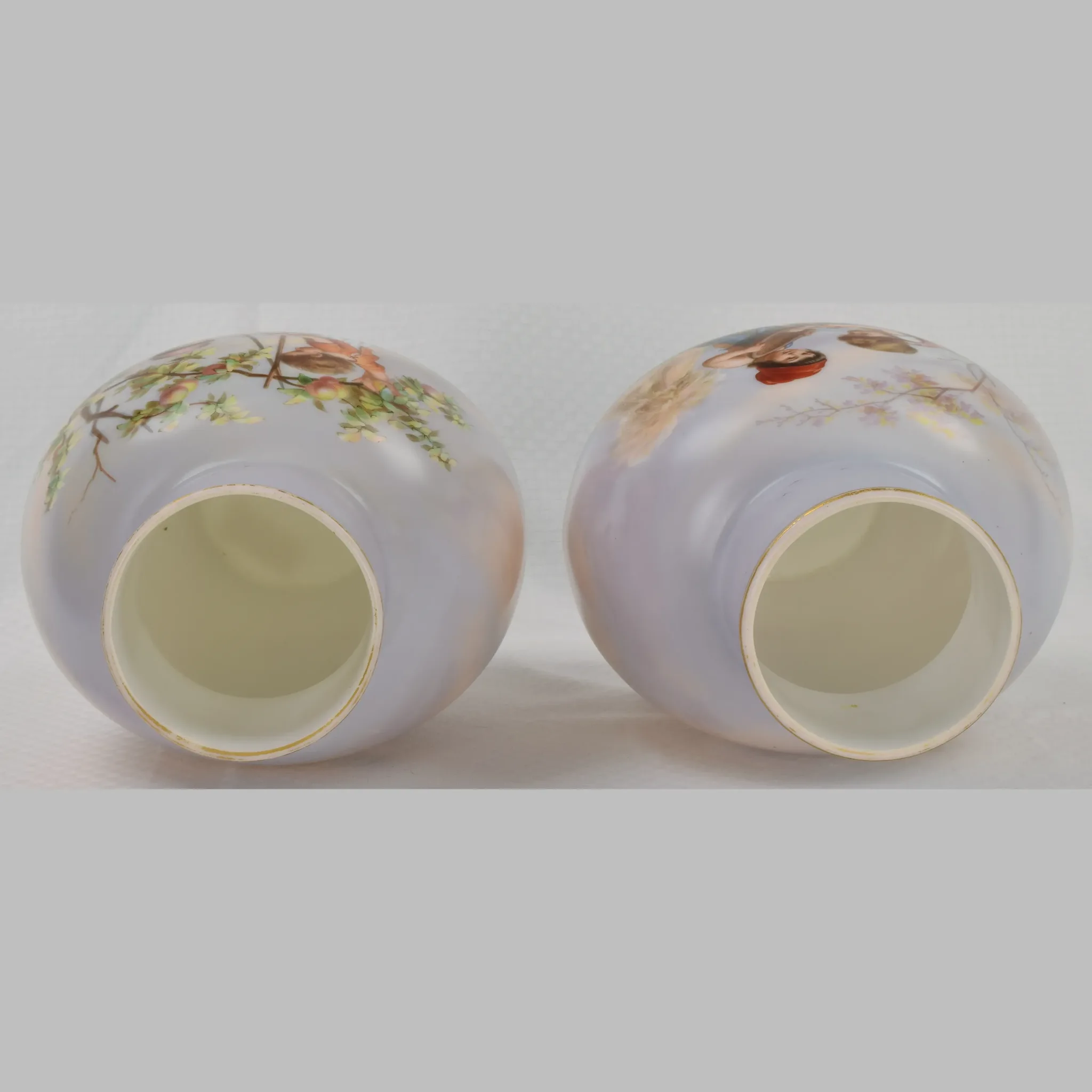 Antique Pair Baccarat Vases HP Children Peach Pickers and Potato Diggers - 1870s - View 12