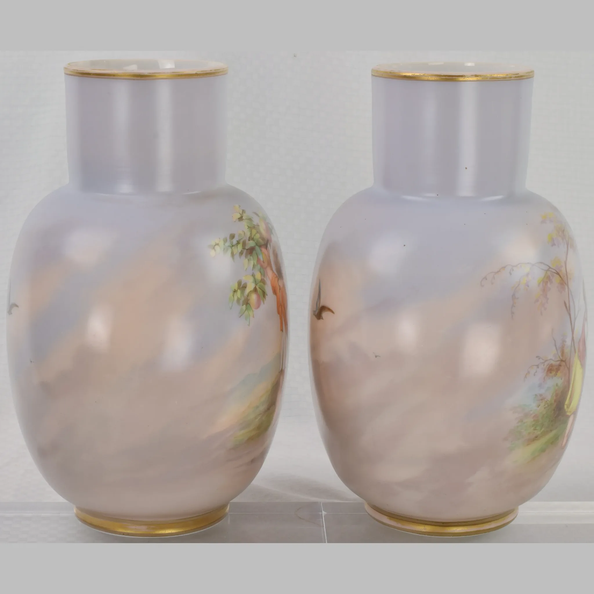 Antique Pair Baccarat Vases HP Children Peach Pickers and Potato Diggers - 1870s - View 9