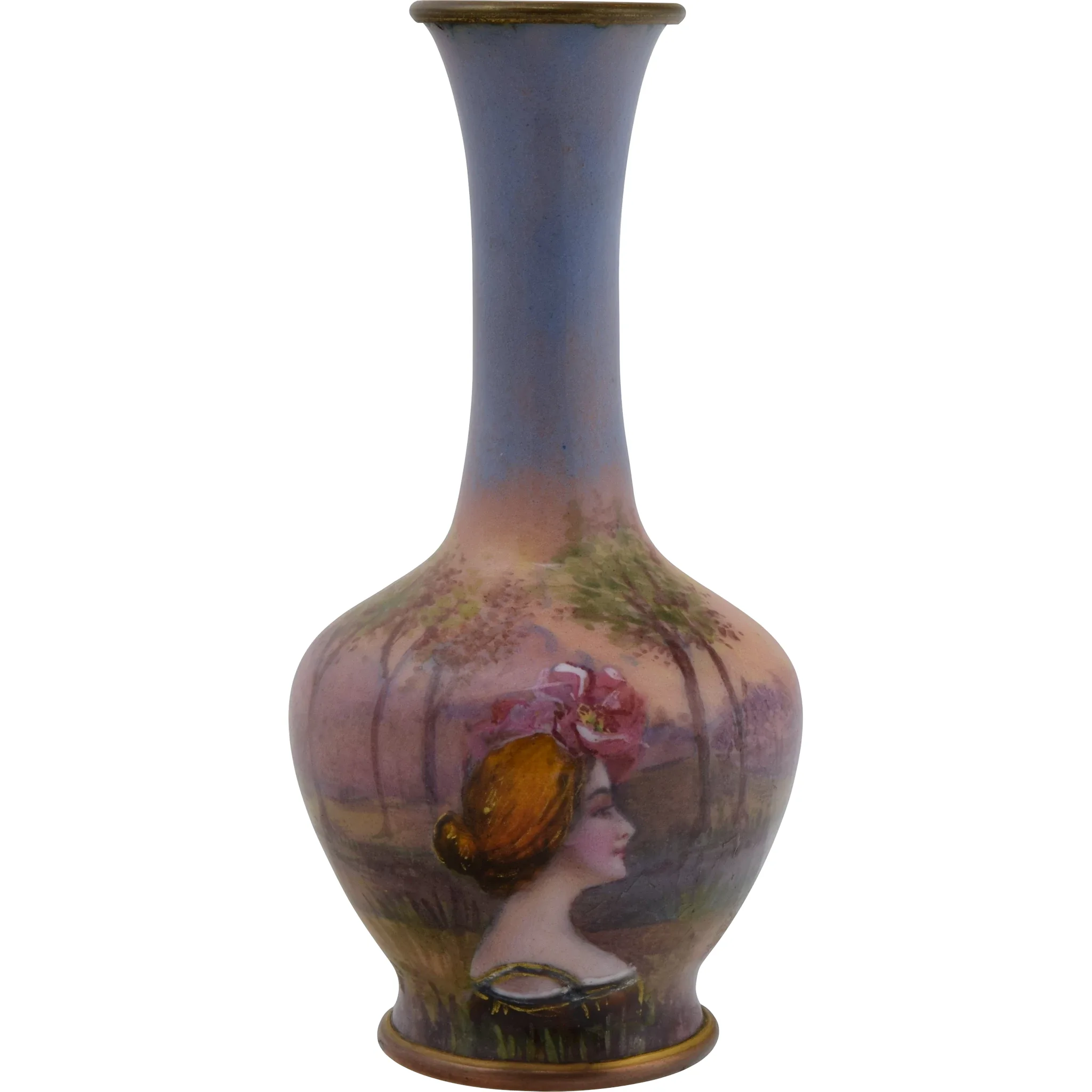 French Enameled Miniature Vase - HP Lady Profile