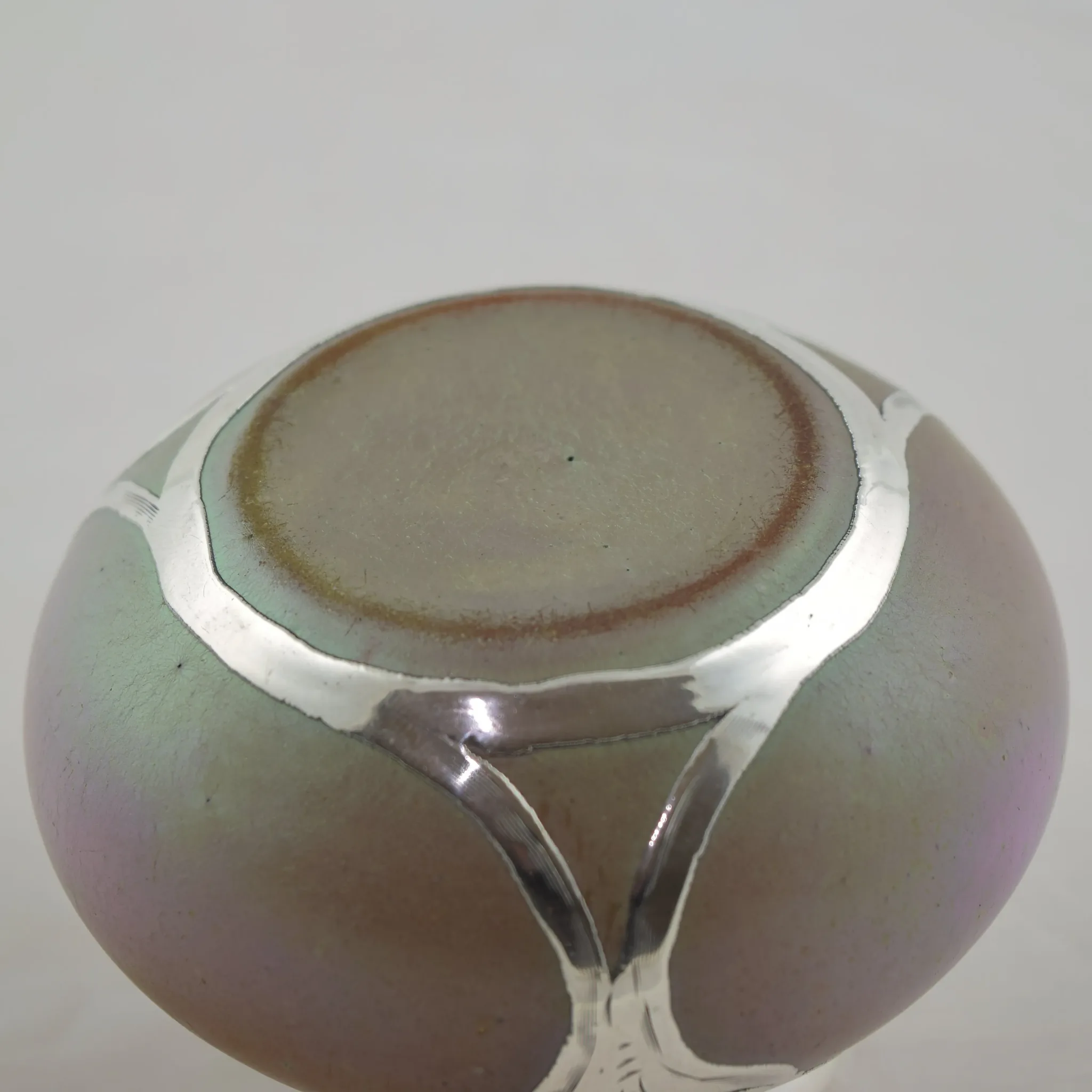 Antique Loetz Iridescent Vase - Cased Pink Silver Overlay - View 12