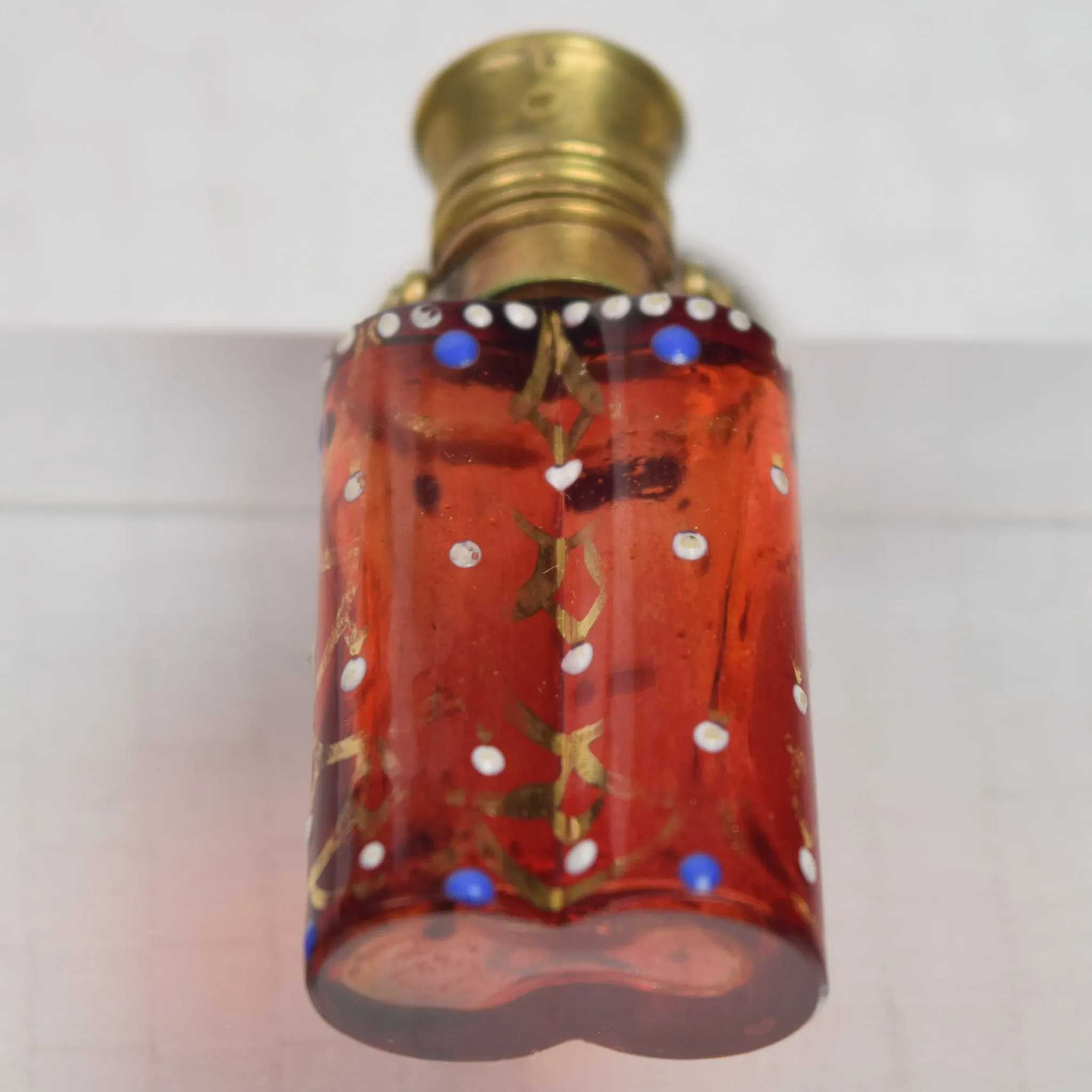 Antique Cranberry Glass Scent / Perfume Bottle Chatelaine - View 4