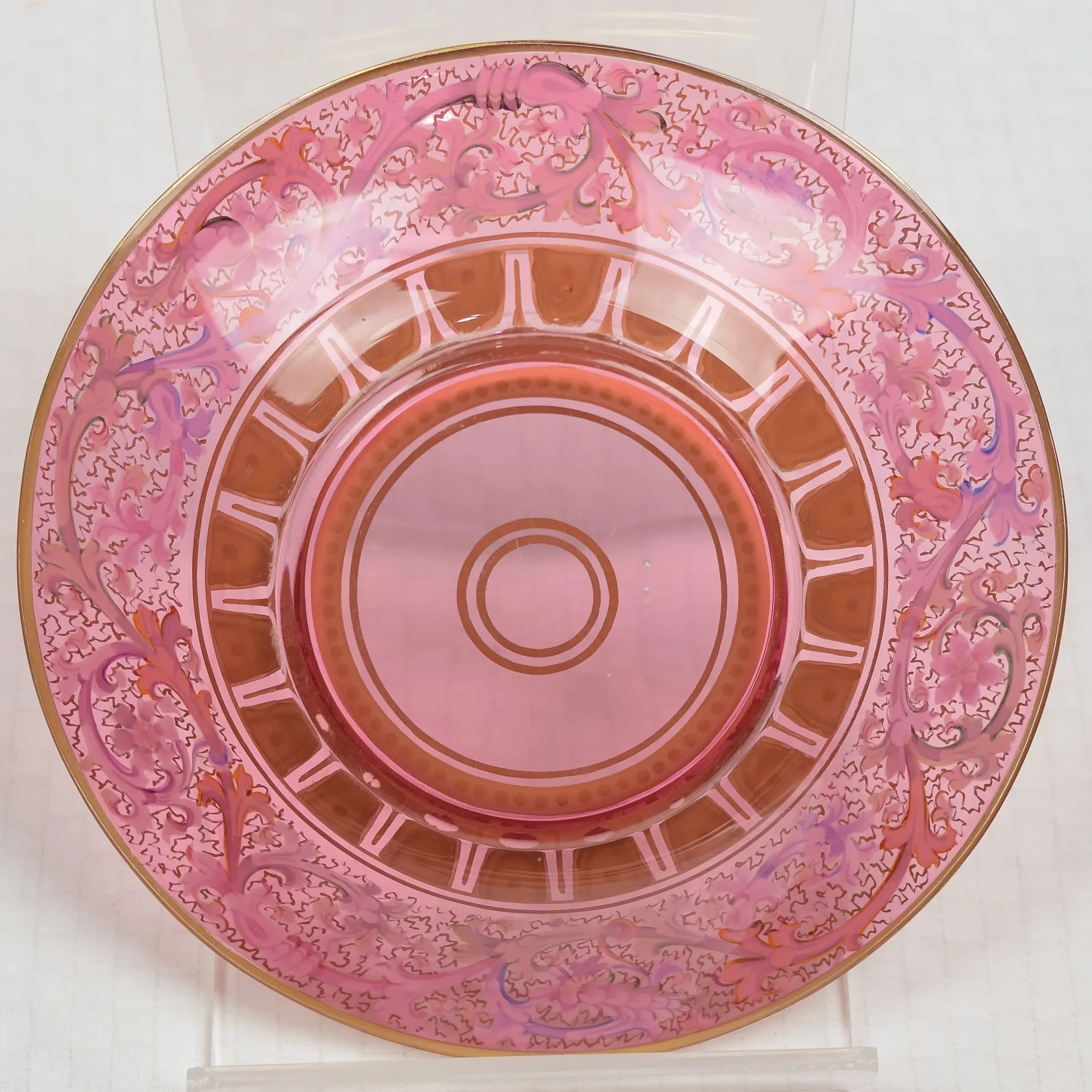 Antique Moser Art Glass Ankathust Dessert / Berry Bowl and Plate - View 10
