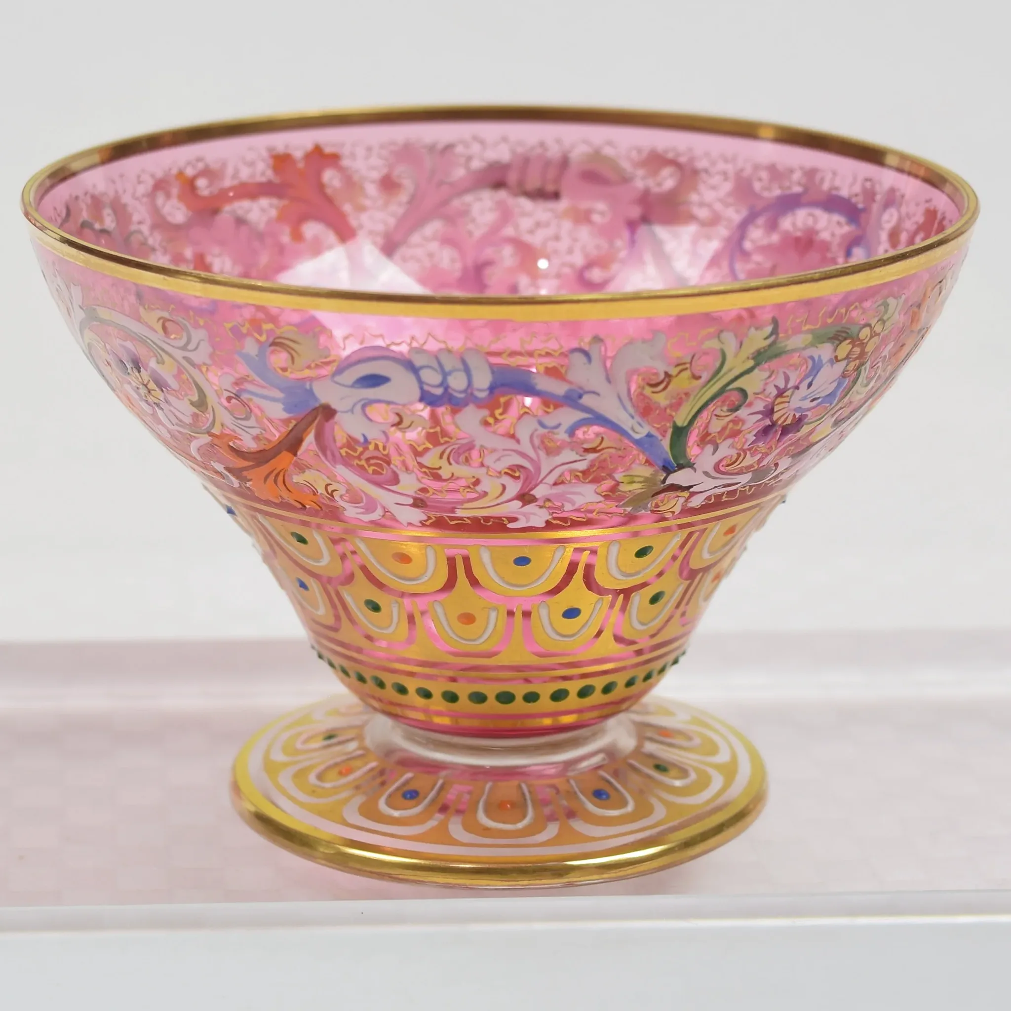Antique Moser Art Glass Ankathust Dessert / Berry Bowl and Plate - View 3