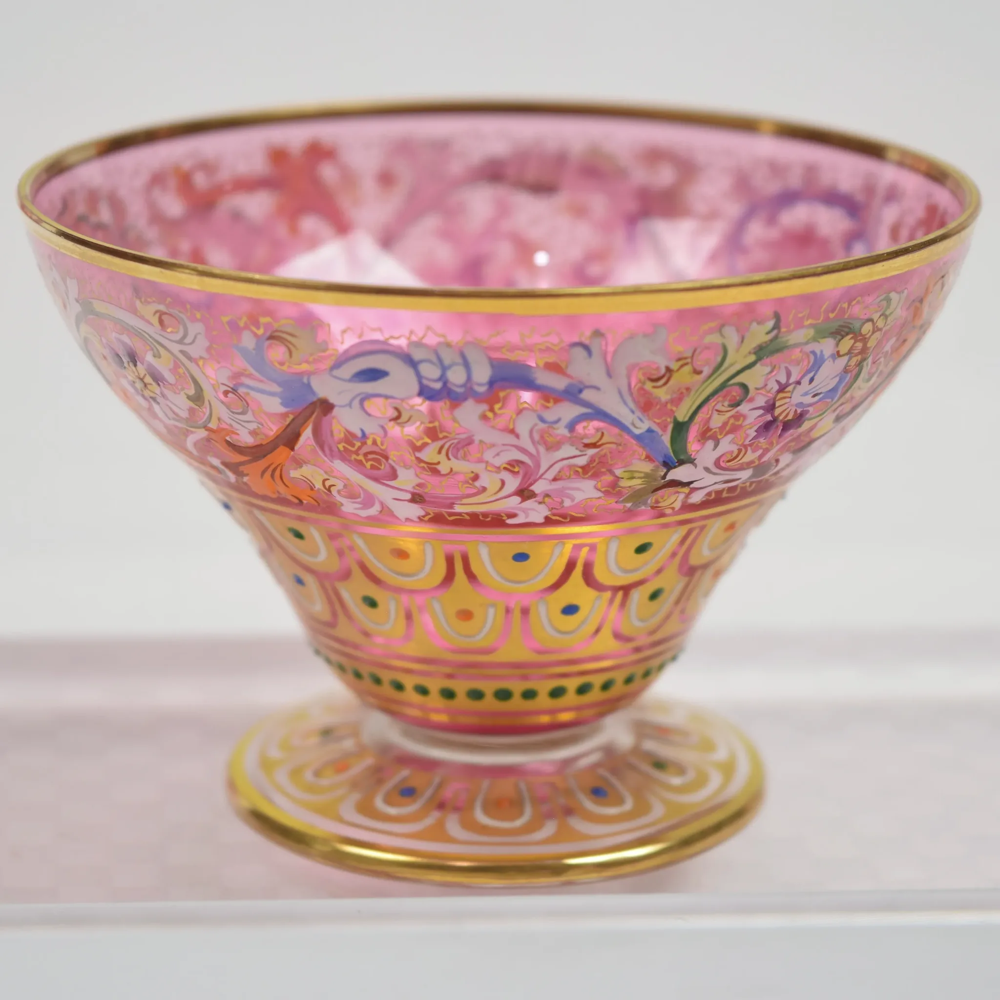 Antique Moser Art Glass Ankathust Dessert / Berry Bowl and Plate - View 4