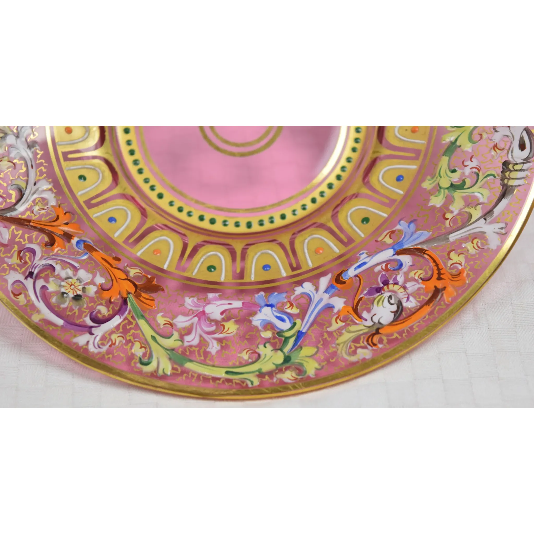 Antique Moser Art Glass Ankathust Dessert / Berry Bowl and Plate - View 9
