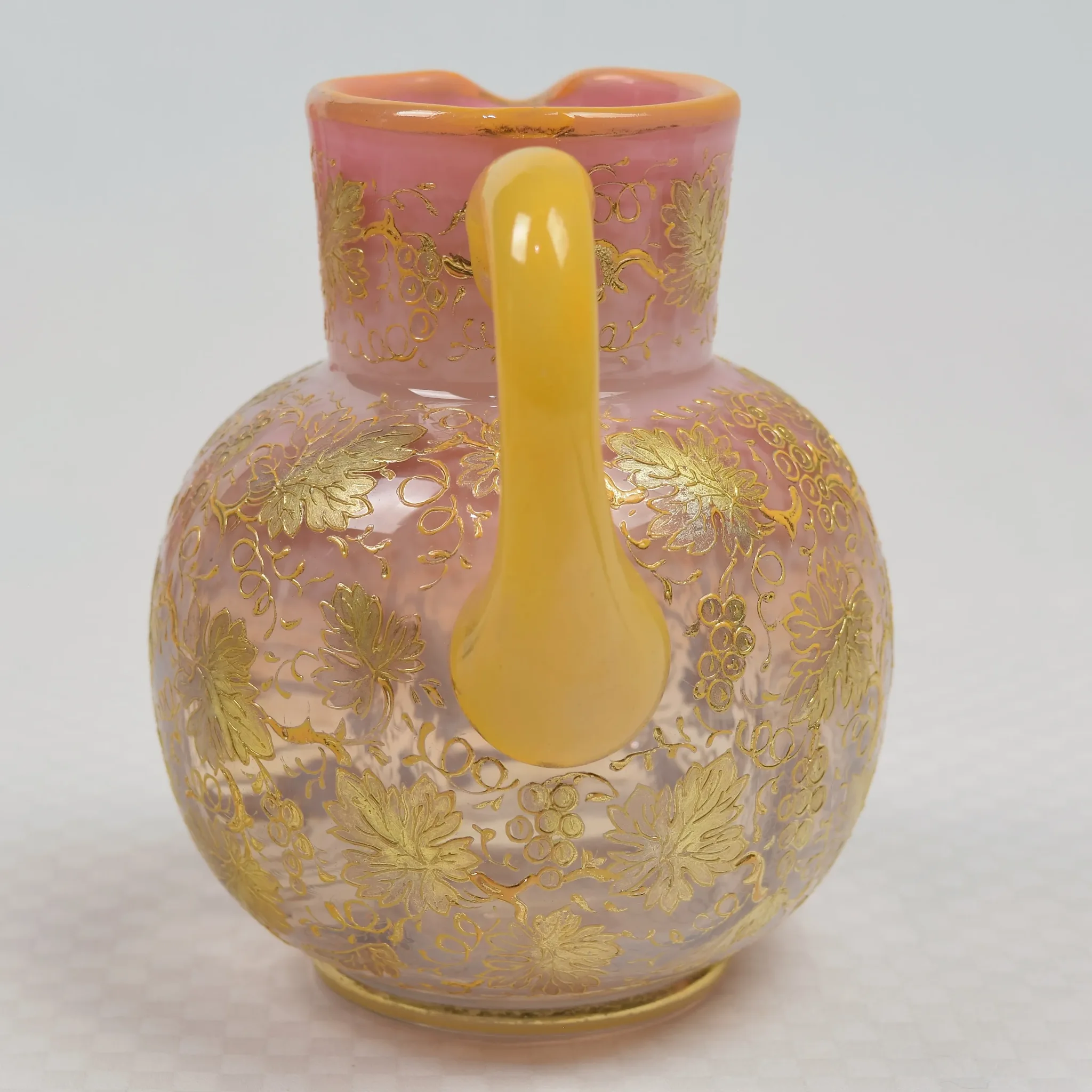Antique Moser Art Glass Opalescent Pitcher - Grapes - View 2
