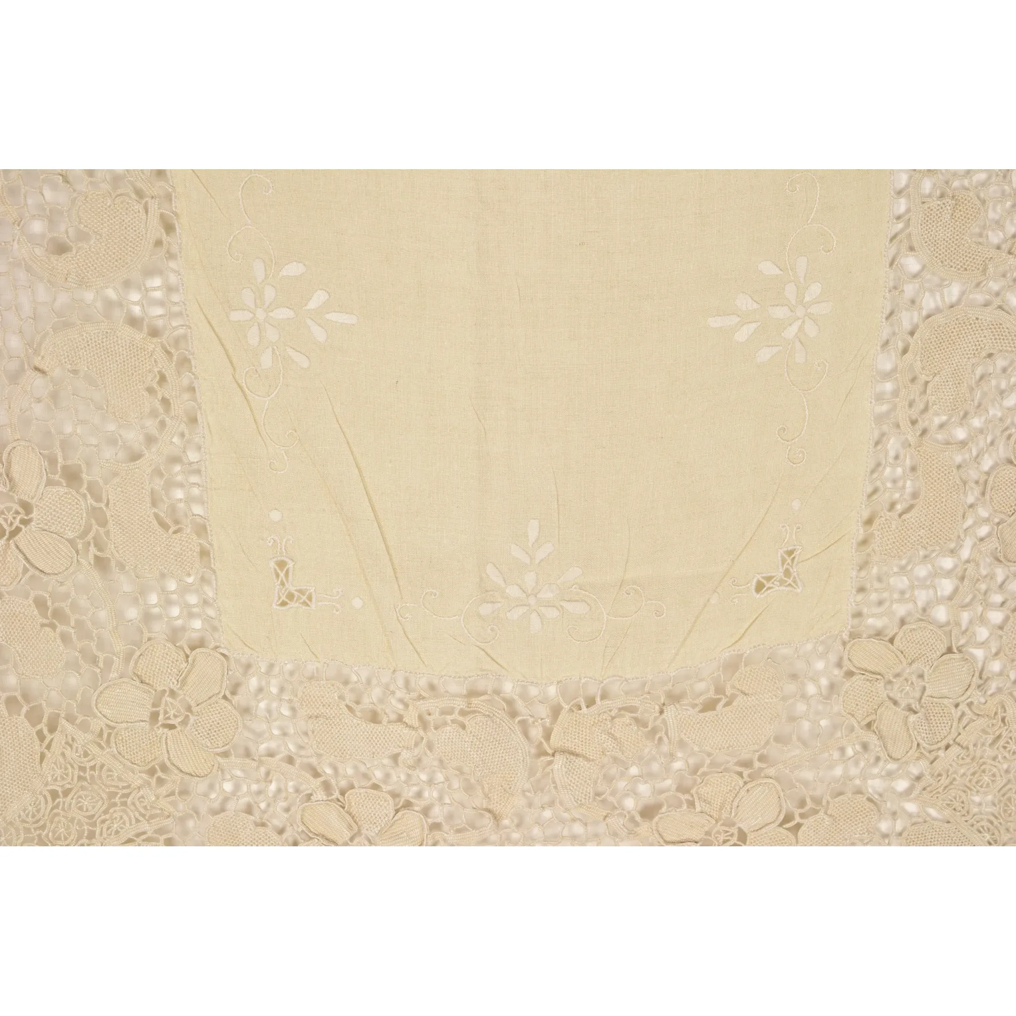 Vintage Italian Tablecloth - Linen, Crotchet, Embroidered - View 10