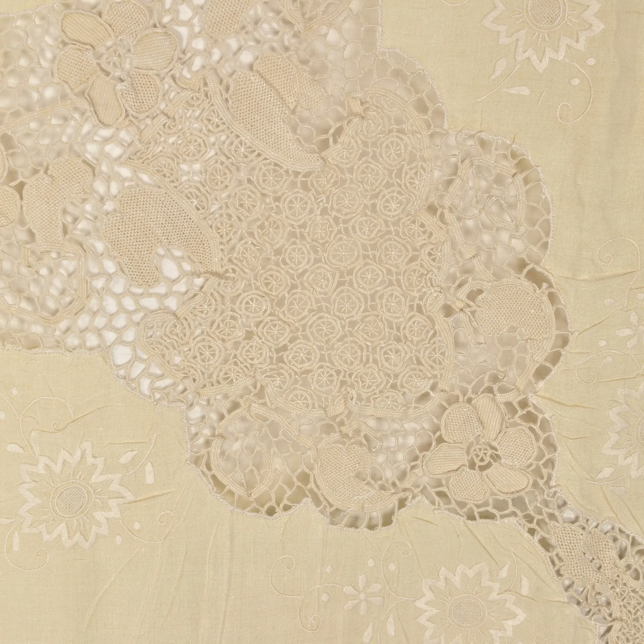 Vintage Italian Tablecloth - Linen, Crotchet, Embroidered - View 11