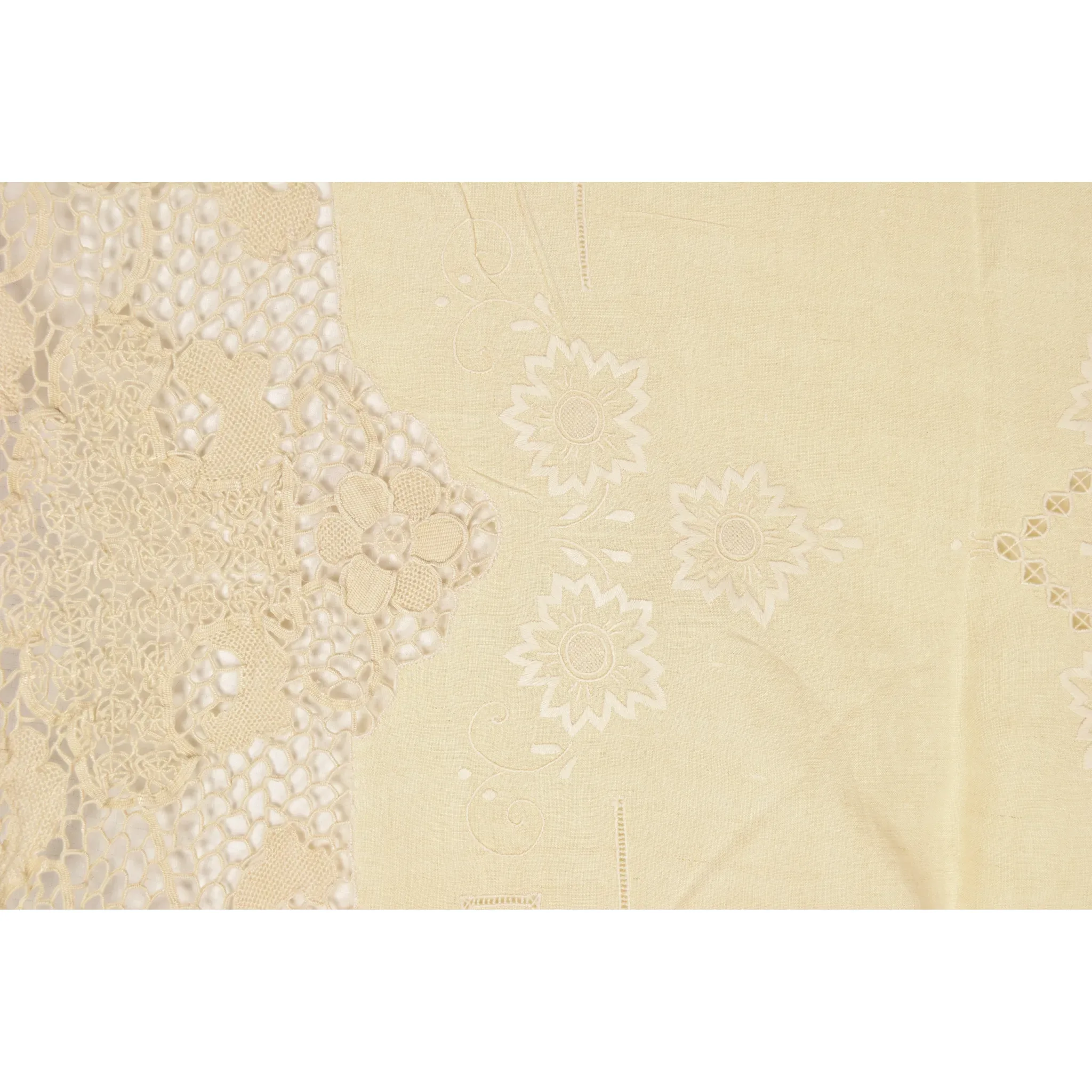 Vintage Italian Tablecloth - Linen, Crotchet, Embroidered - View 14
