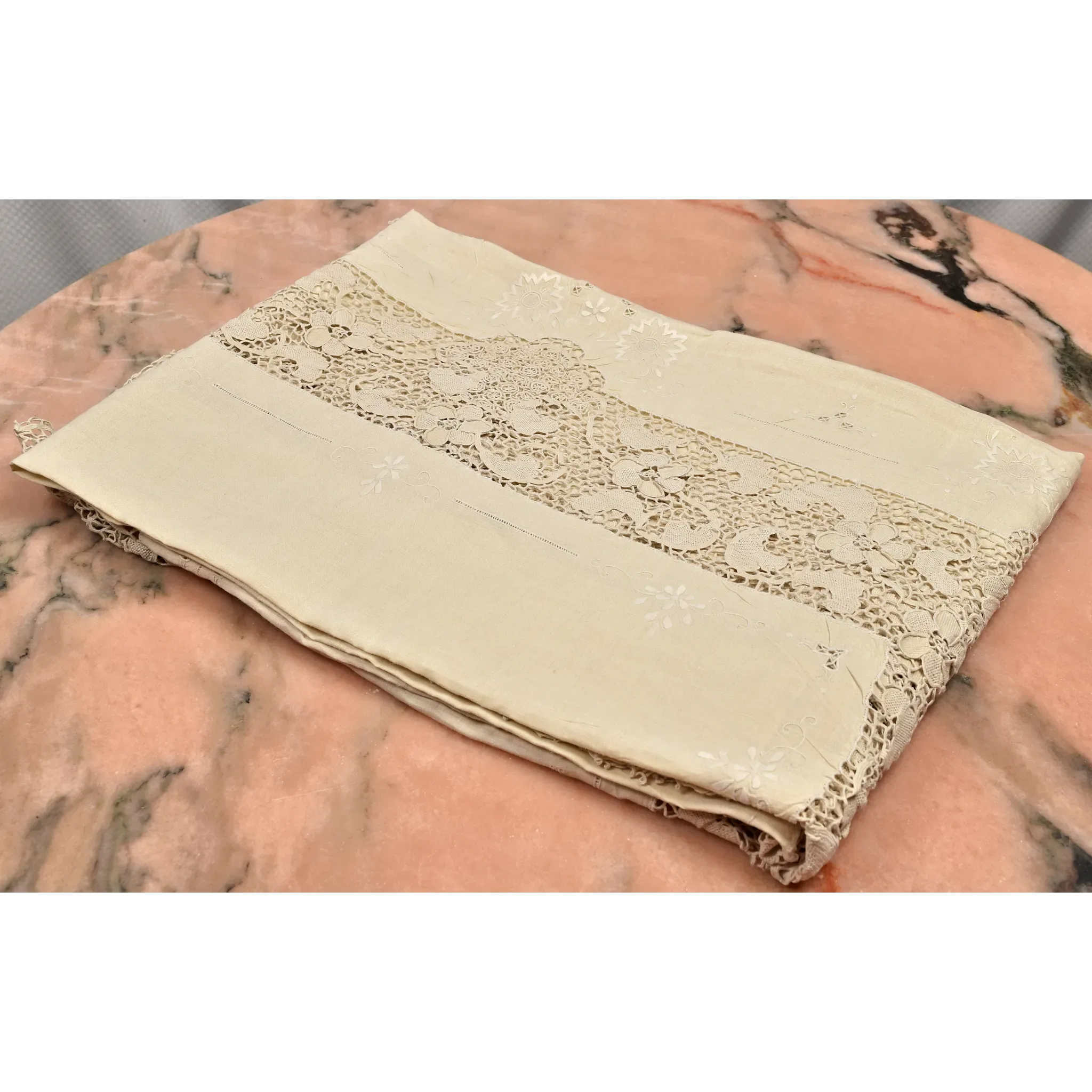 Vintage Italian Tablecloth - Linen, Crotchet, Embroidered - View 5