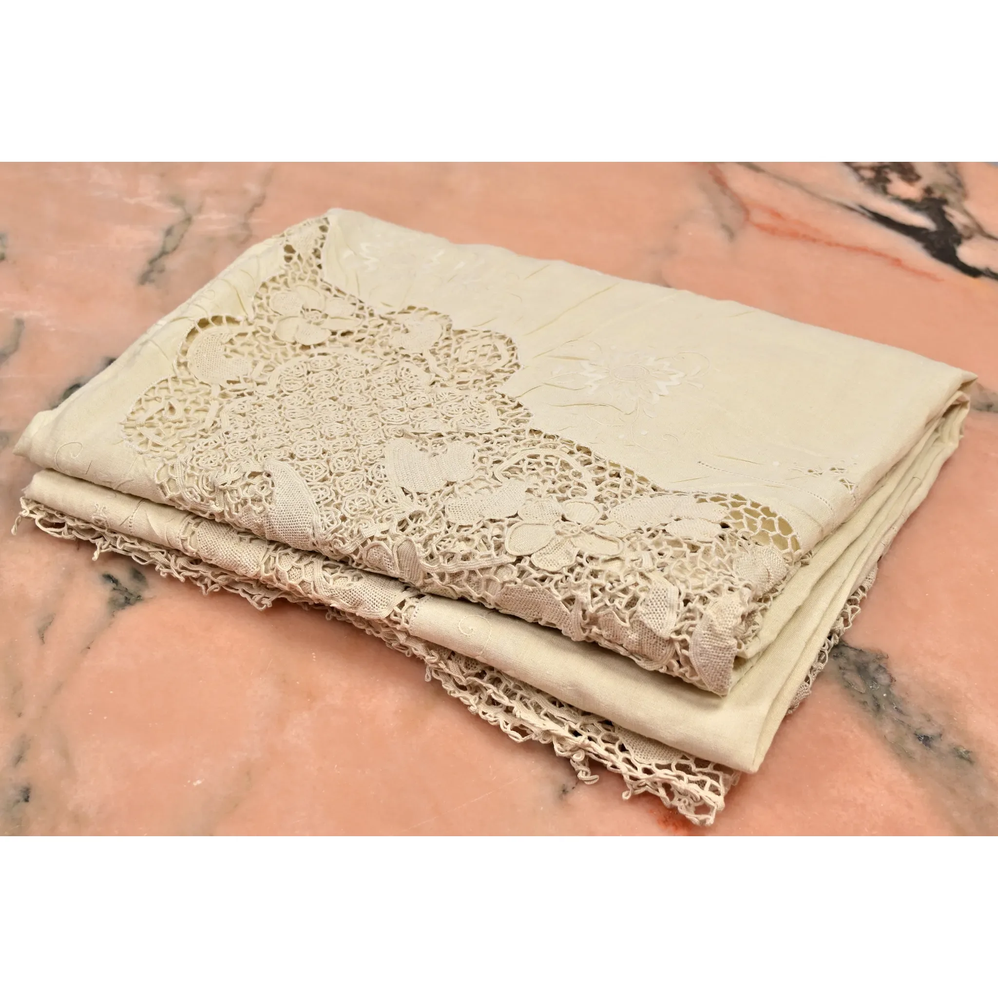 Vintage Italian Tablecloth - Linen, Crotchet, Embroidered - View 7